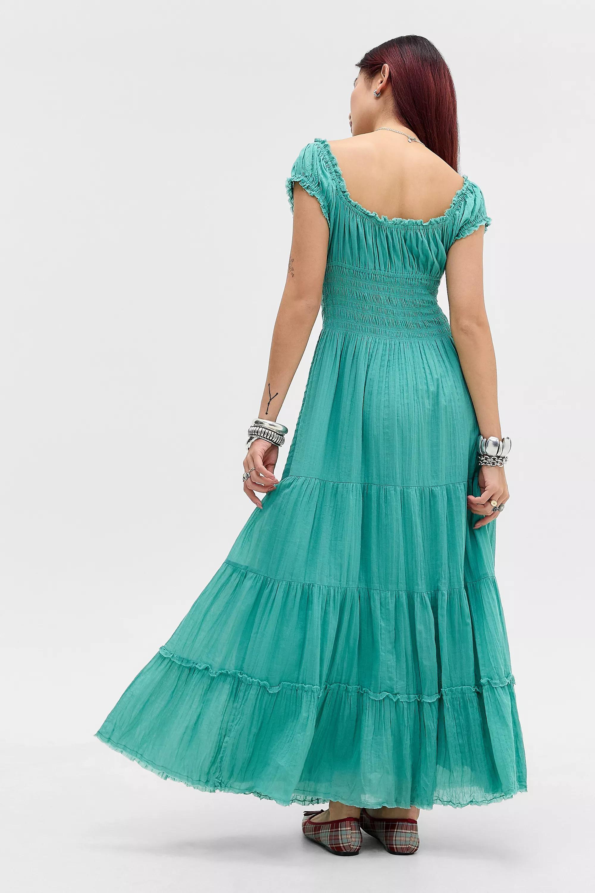 Turquoise Kimchi Blue Samira Prairie Maxi Dress, TURQUOISE, large image number 4
