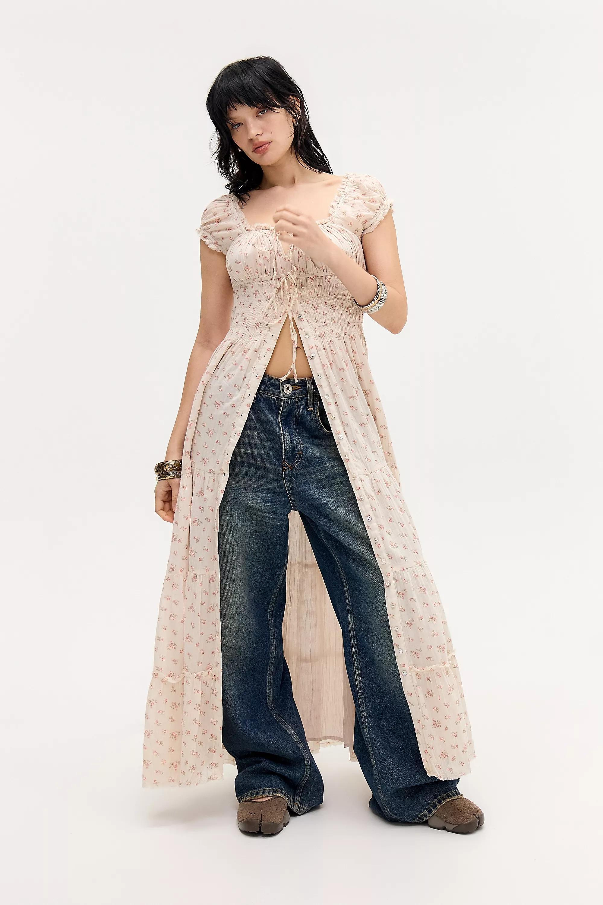 Orange Pattern Kimchi Blue Samira Maxi Dress, ORANGE MOT, medium