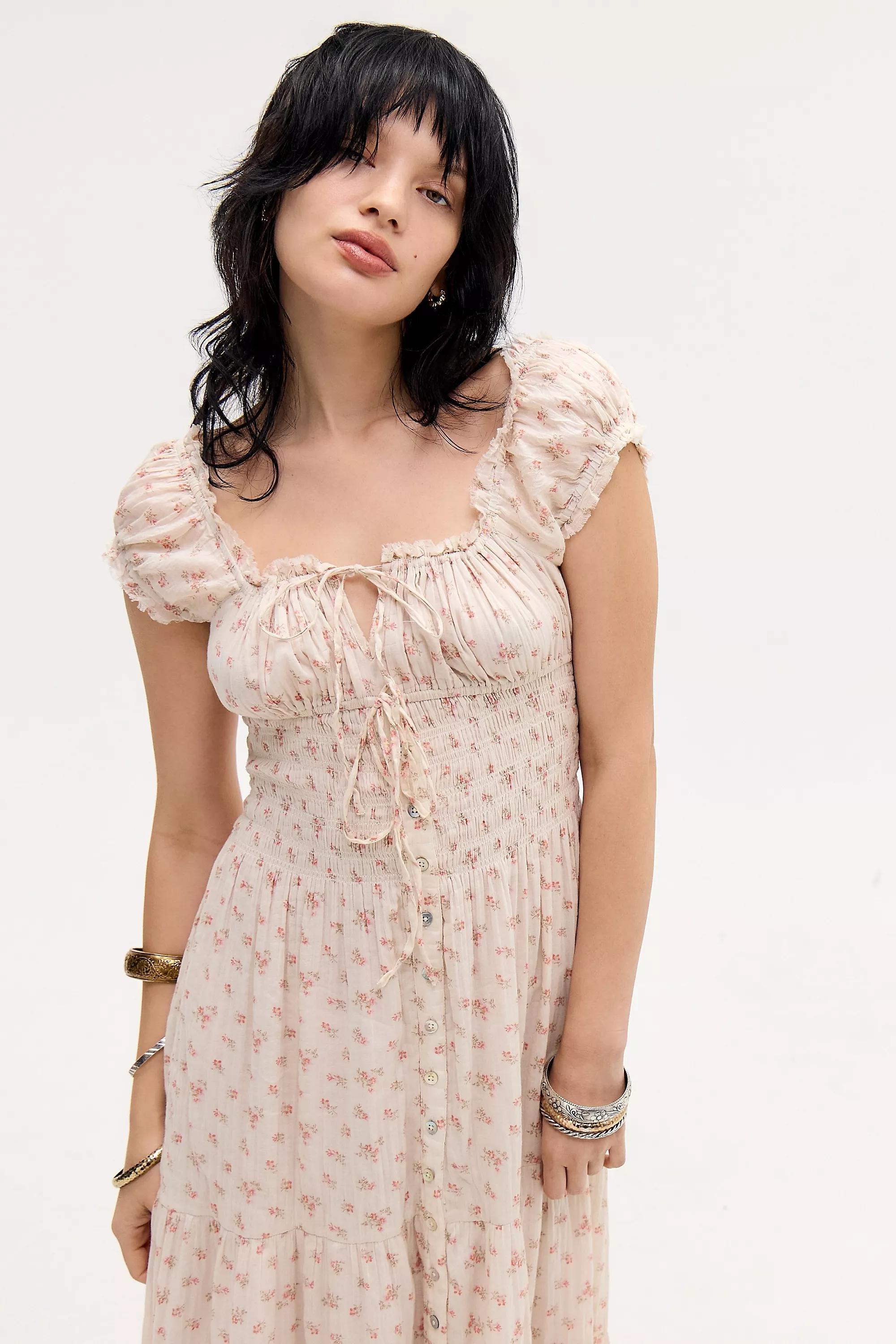 Orange Pattern Kimchi Blue Samira Maxi Dress, ORANGE MOT, medium