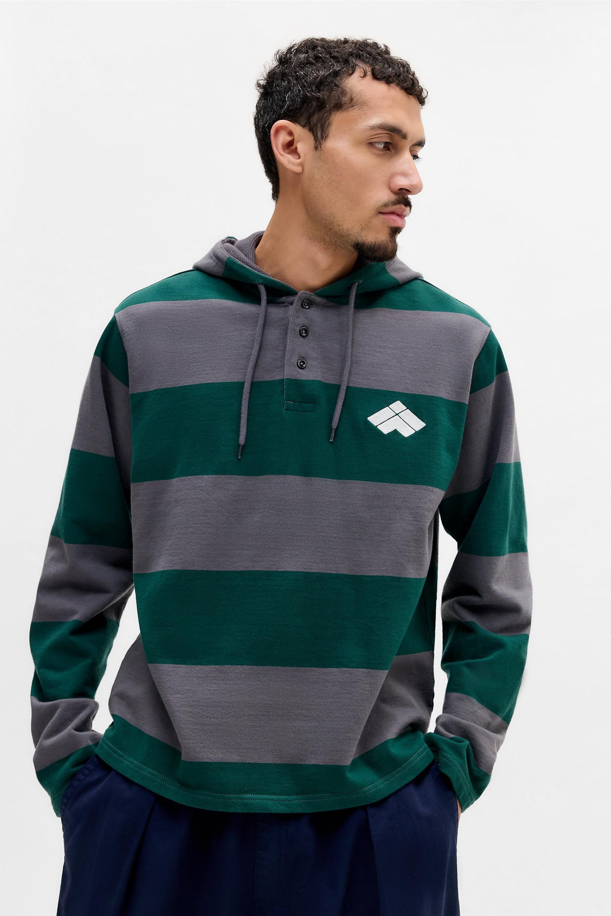 Black iets frans... Striped Football Hoodie, BLK, medium