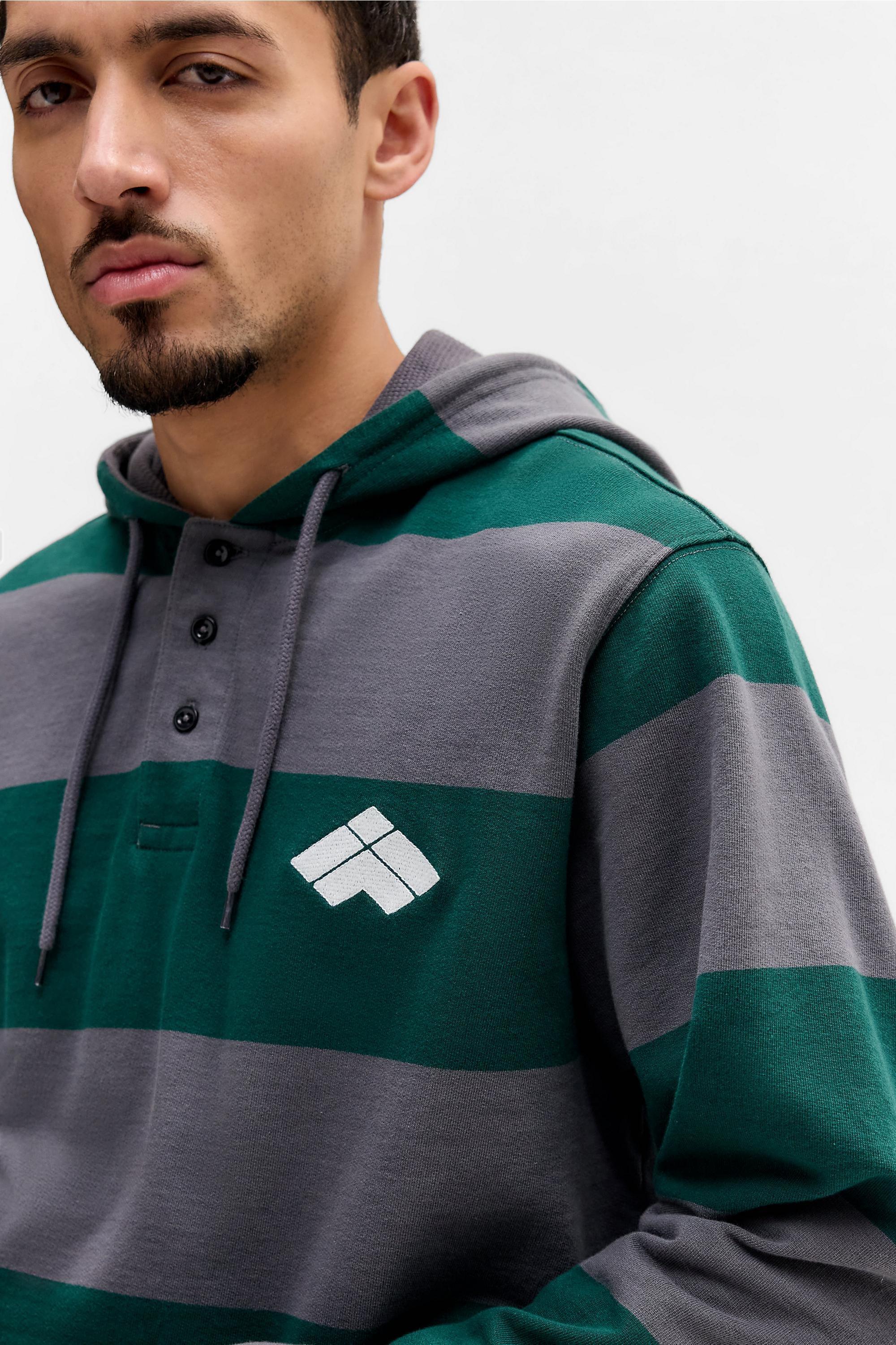 Black iets frans... Striped Football Hoodie, BLK, large image number 1