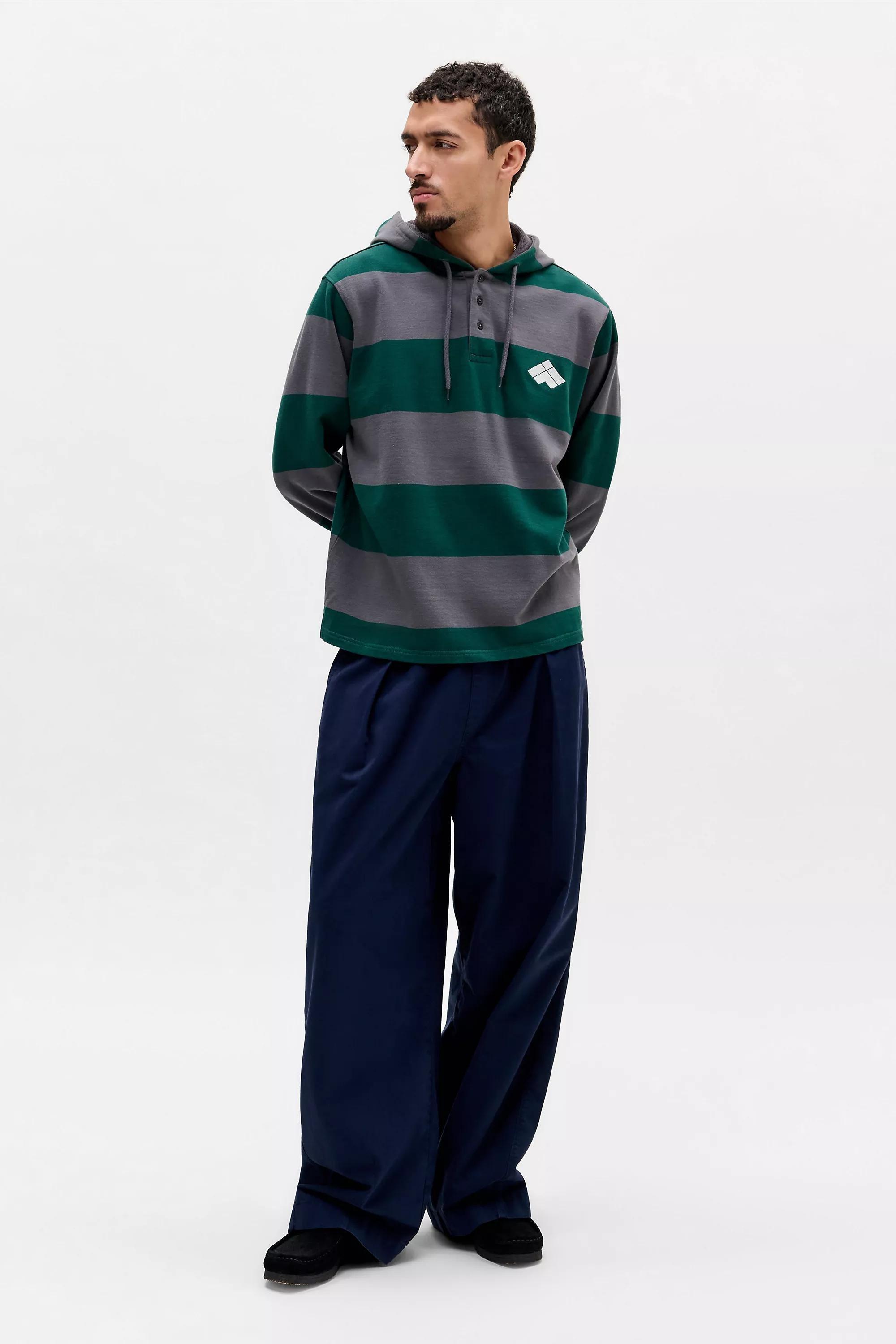 Black iets frans... Striped Football Hoodie, BLK, large image number 2