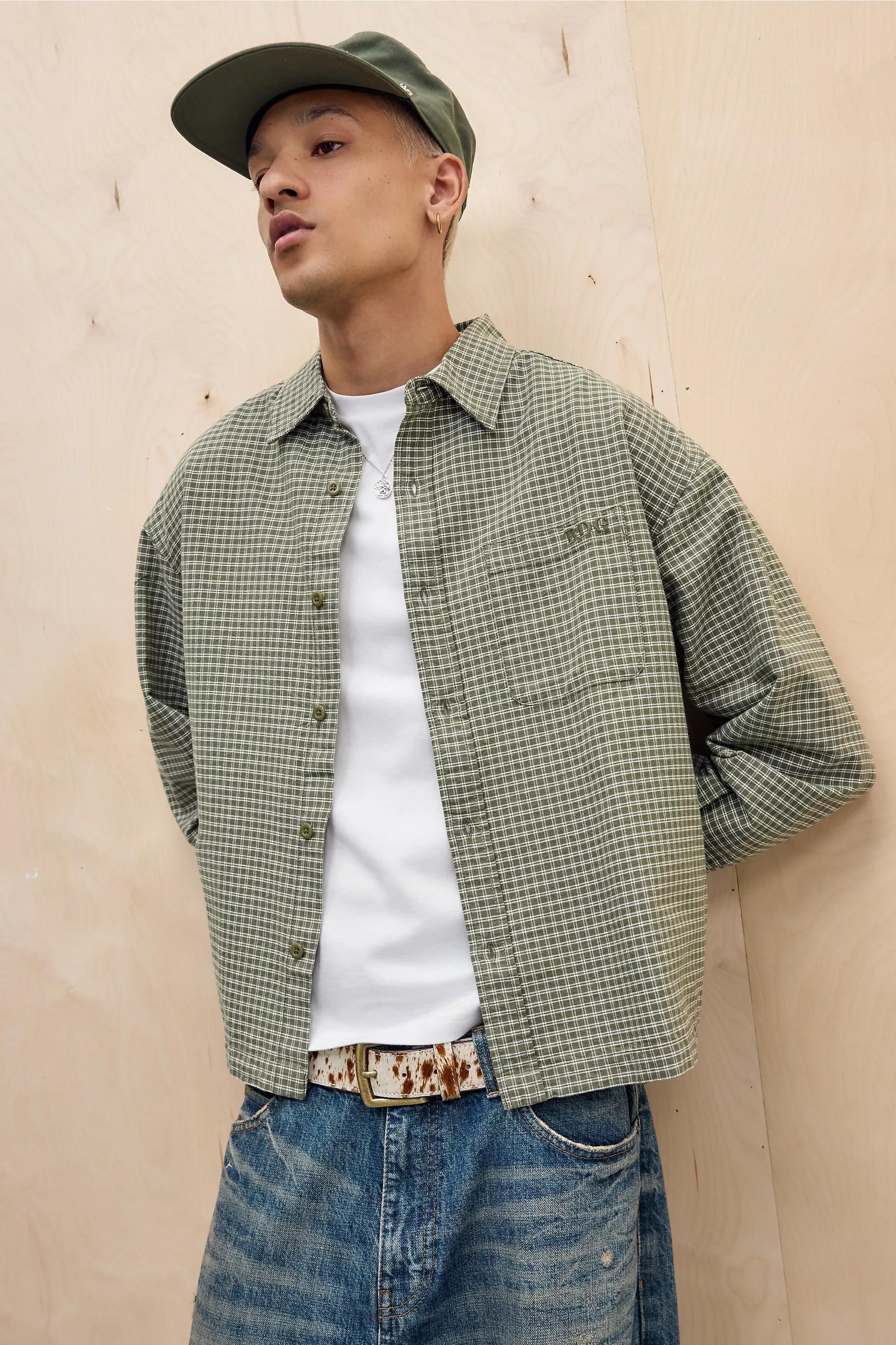 Khaki Bdg Checked Long Sleeve Shirt, KHAKI, large image number 0