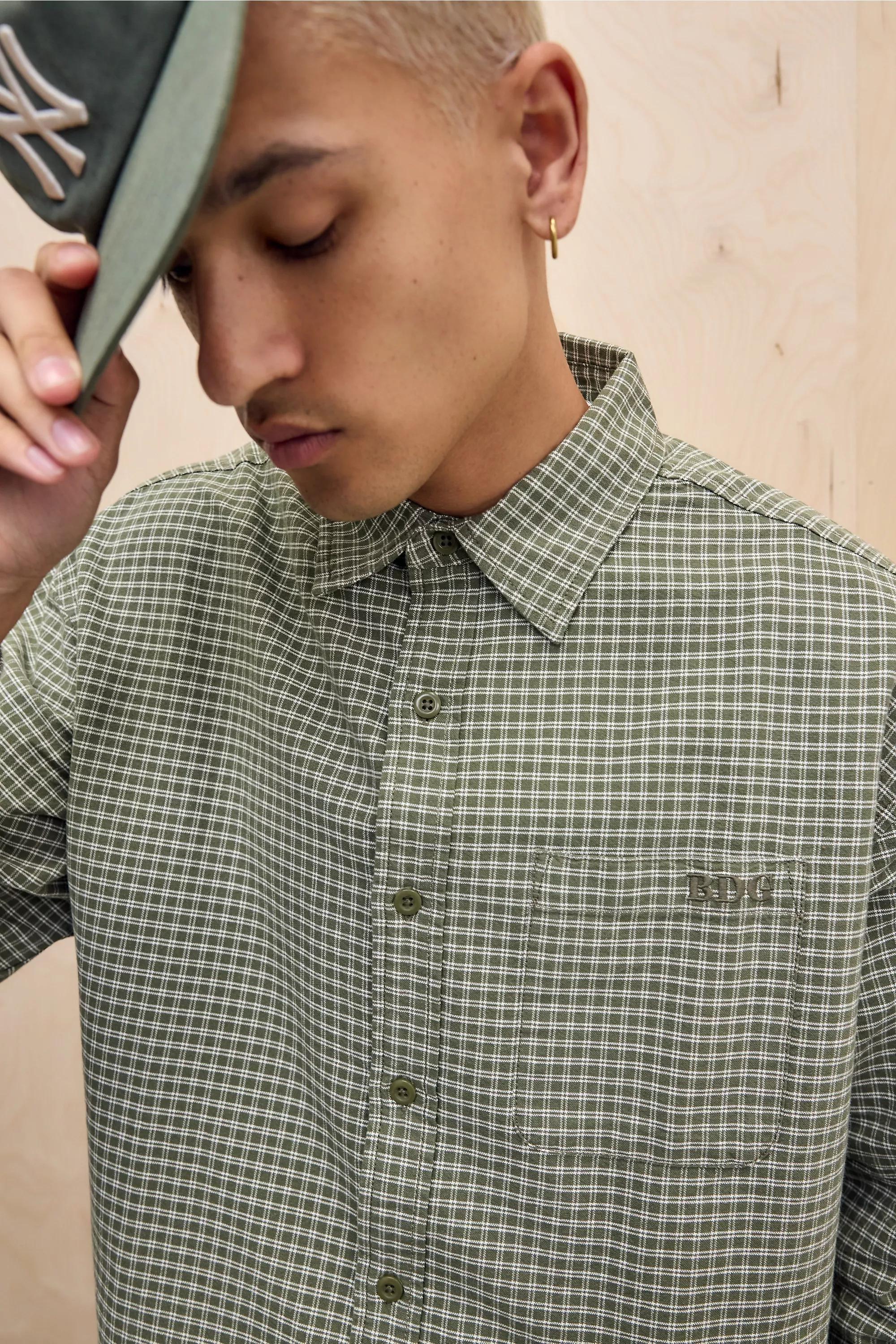 Khaki Bdg Checked Long Sleeve Shirt, KHAKI, large image number 1