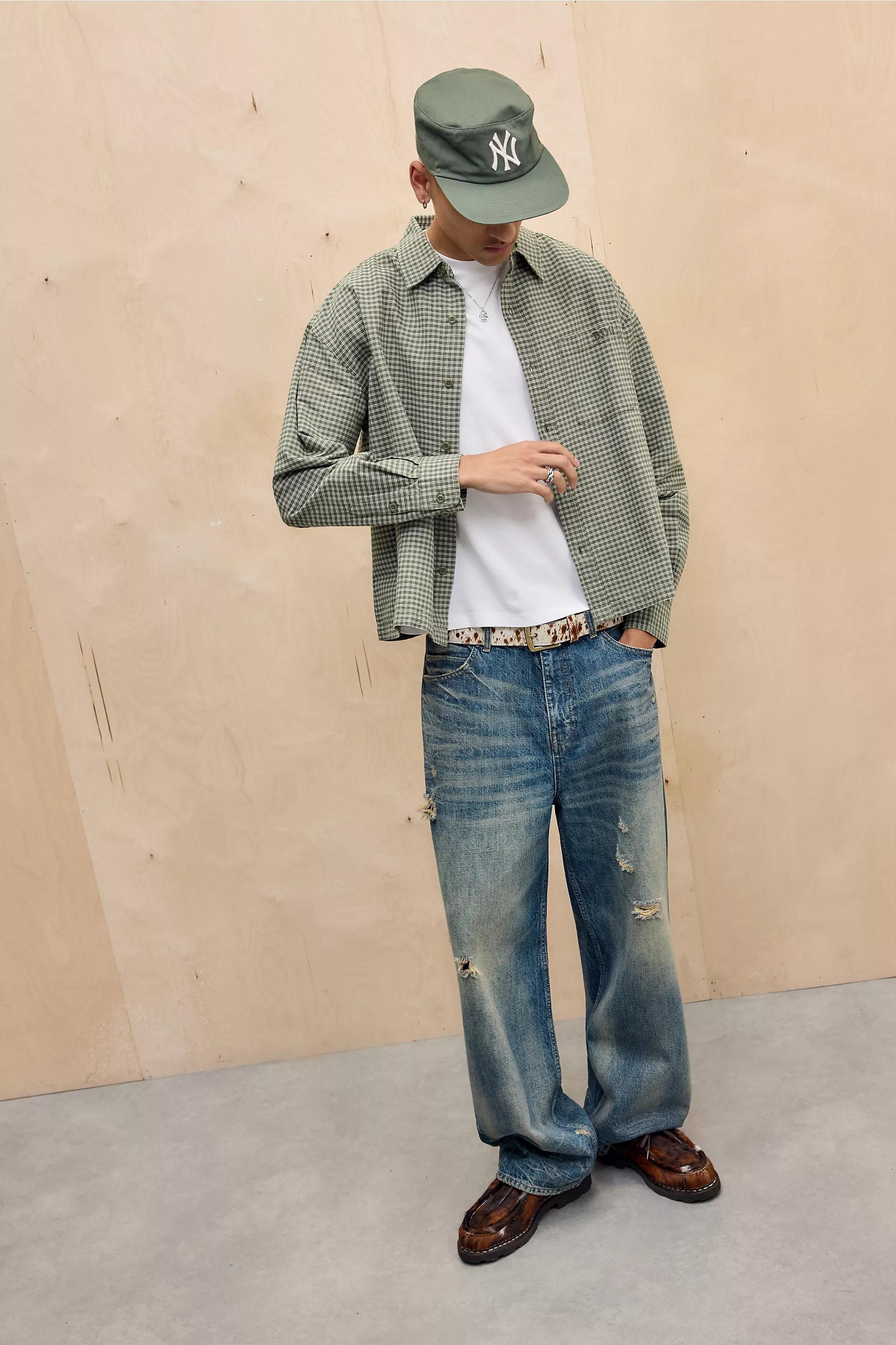 Khaki Bdg Checked Long Sleeve Shirt, KHAKI, large image number 2