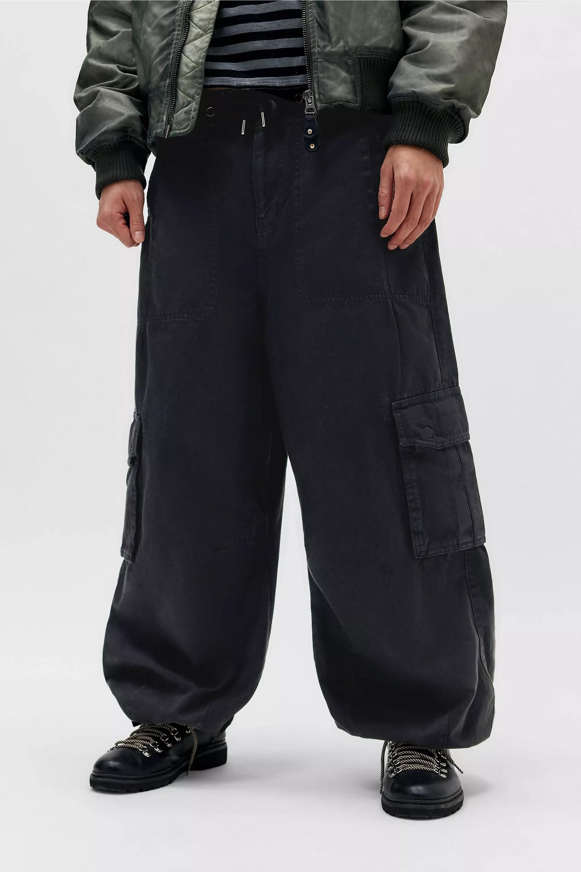 Black Bdg Washed Denzel Cargo Trousers, BLK, large image number 0