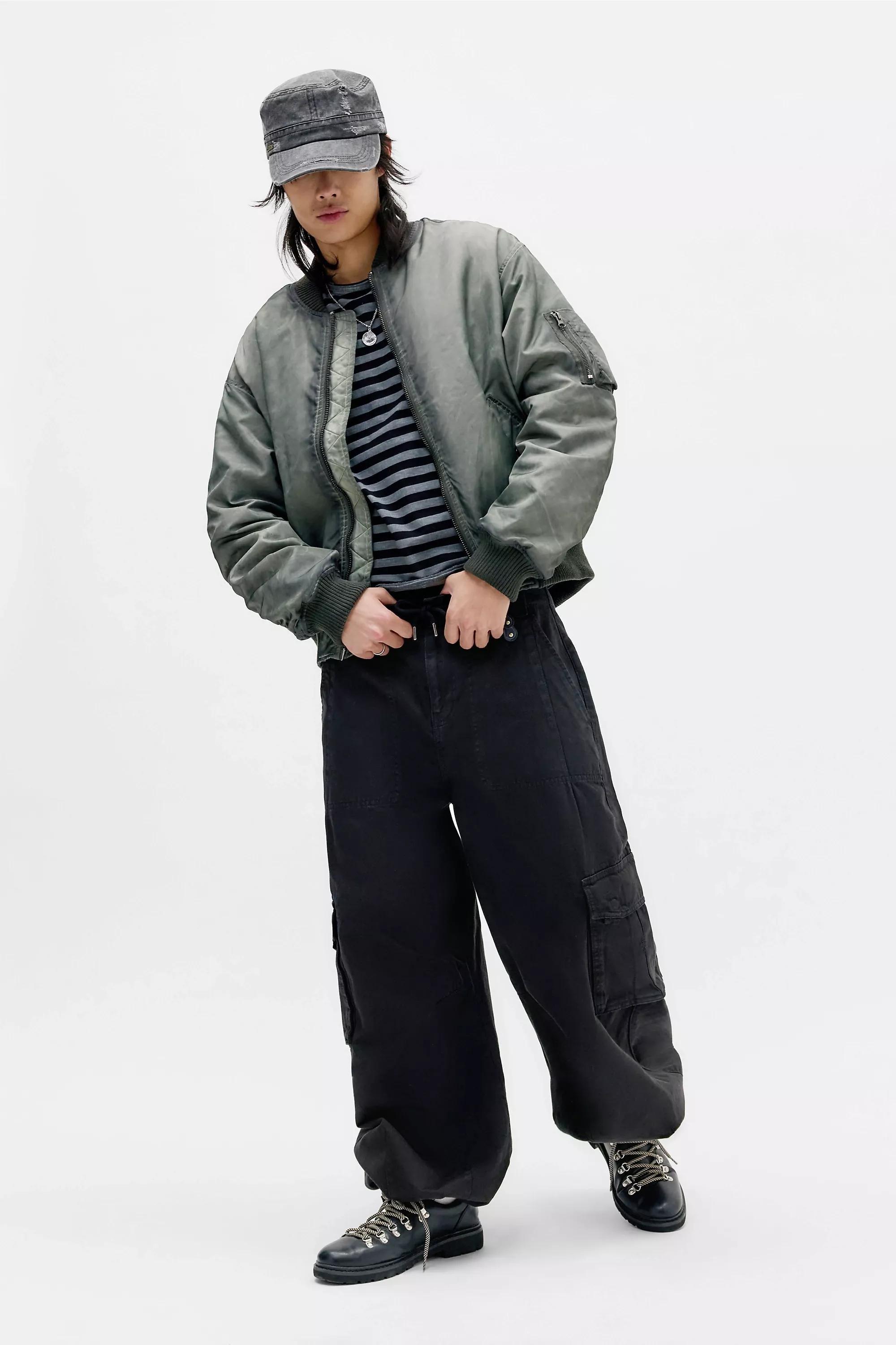 Black Bdg Washed Denzel Cargo Trousers, BLK, large image number 1