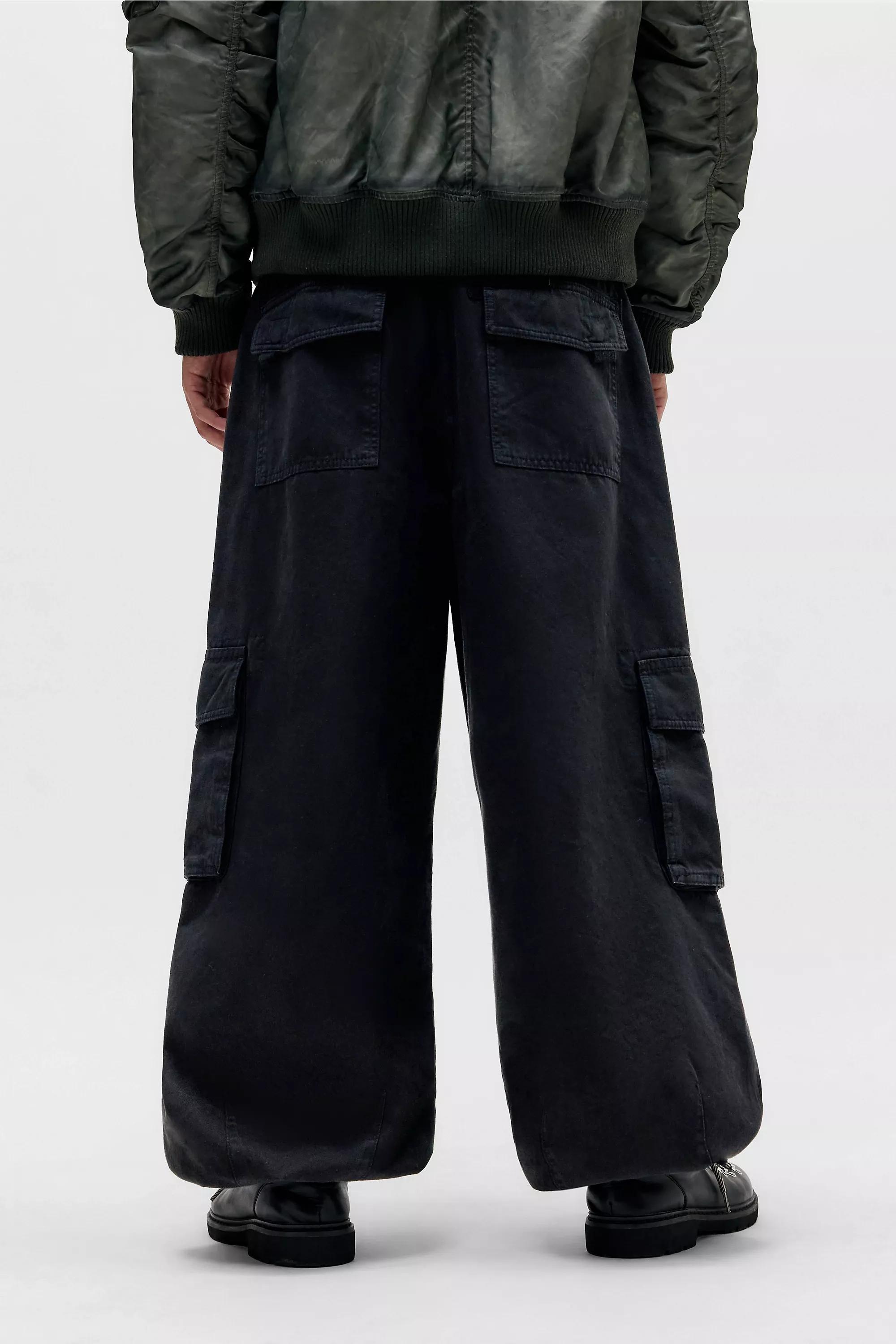 Black Bdg Washed Denzel Cargo Trousers, BLK, large image number 4