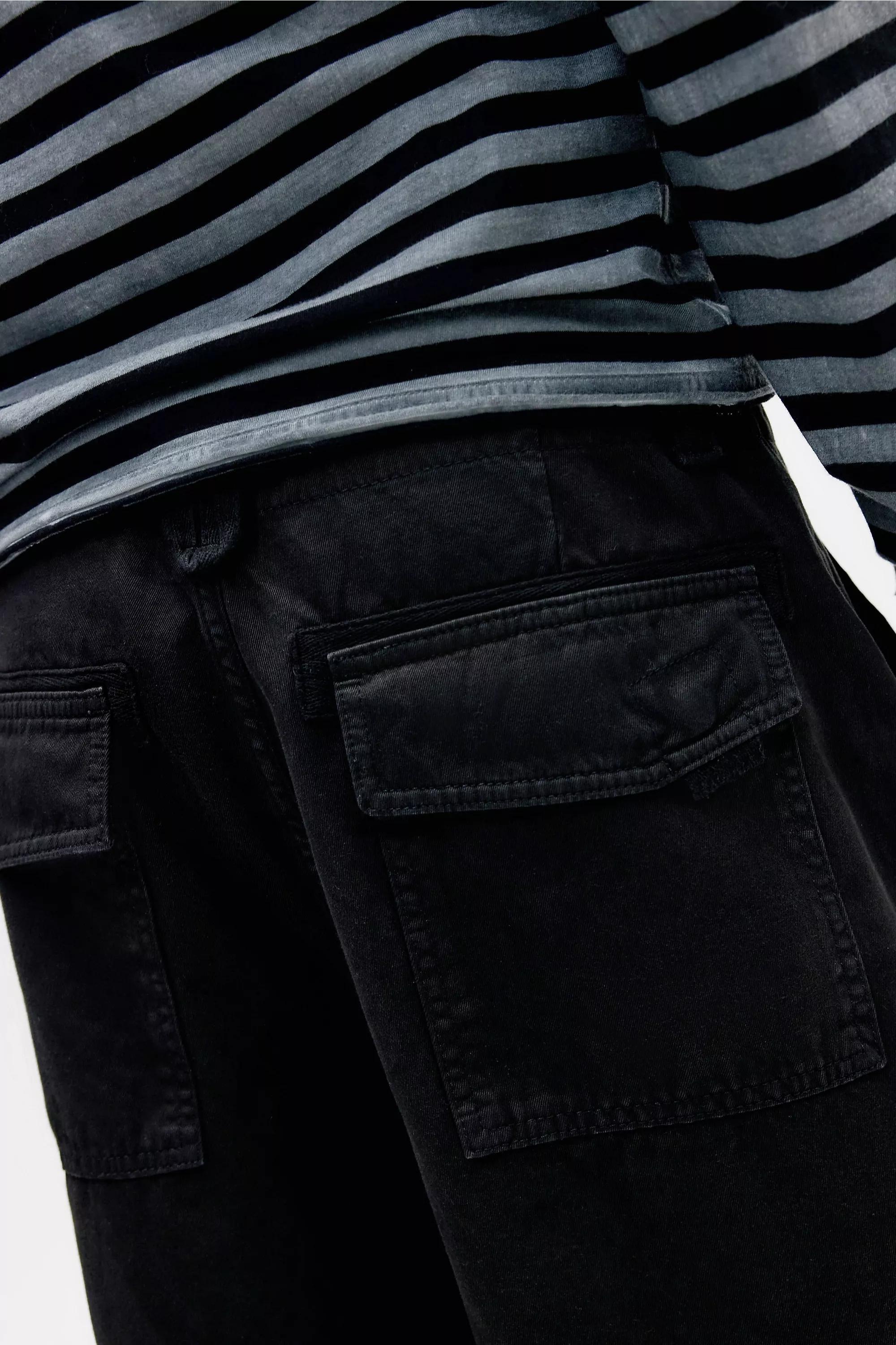 Black Bdg Washed Denzel Cargo Trousers, BLK, large image number 5