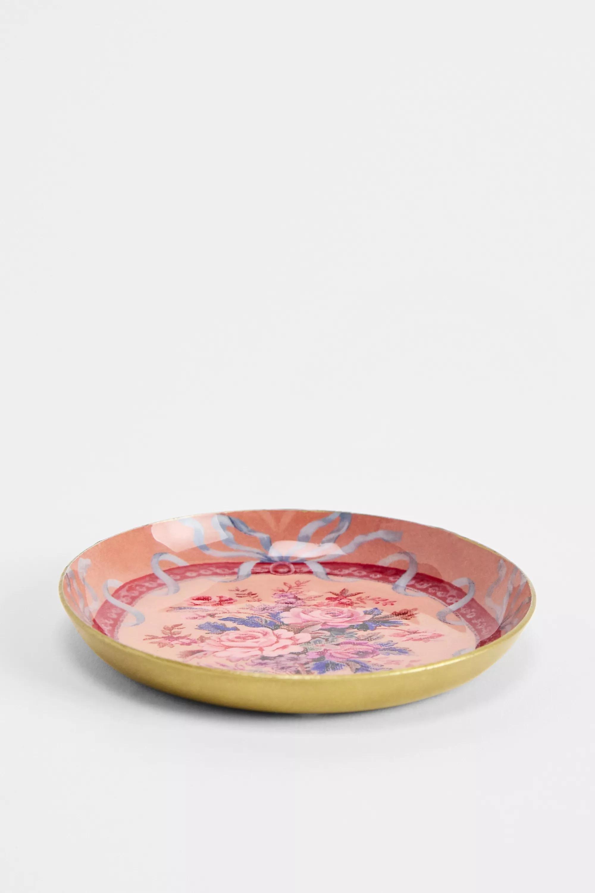 Pink Emma Rose Round Trinket Dish, PINK, large image number 0