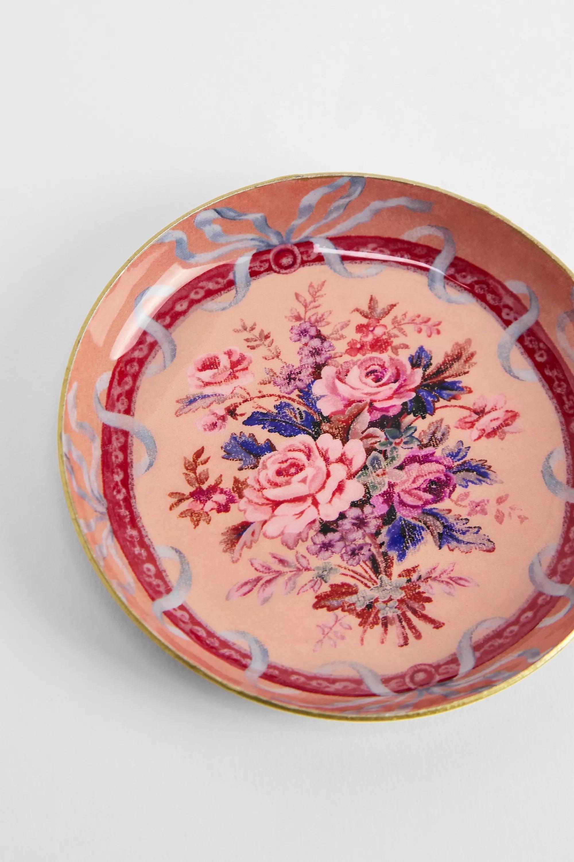 Pink Emma Rose Round Trinket Dish, PINK, large image number 1