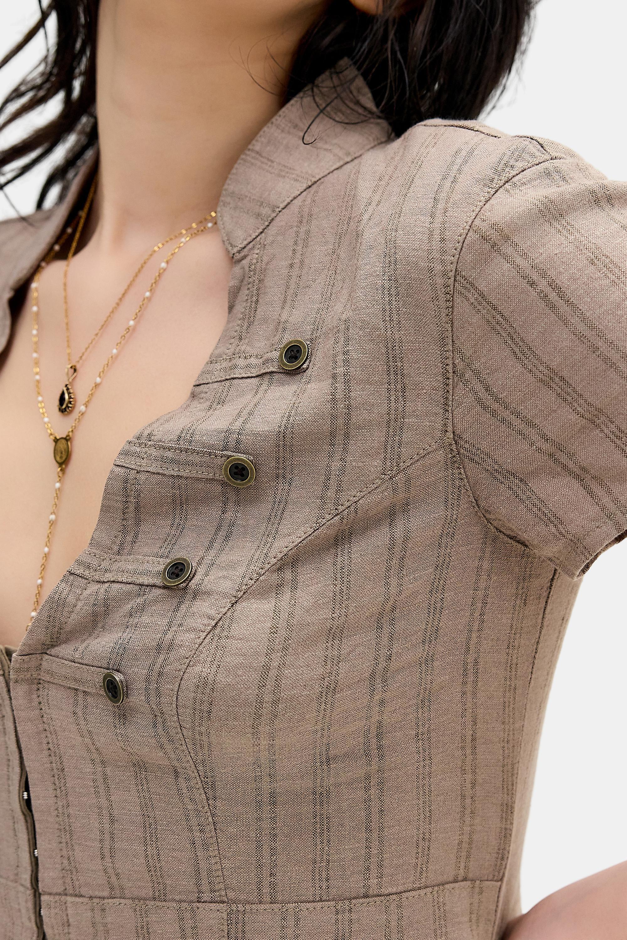 GREEN PATTERN BDG Milo Soft Military Button Detail Shirt, GN, medium
