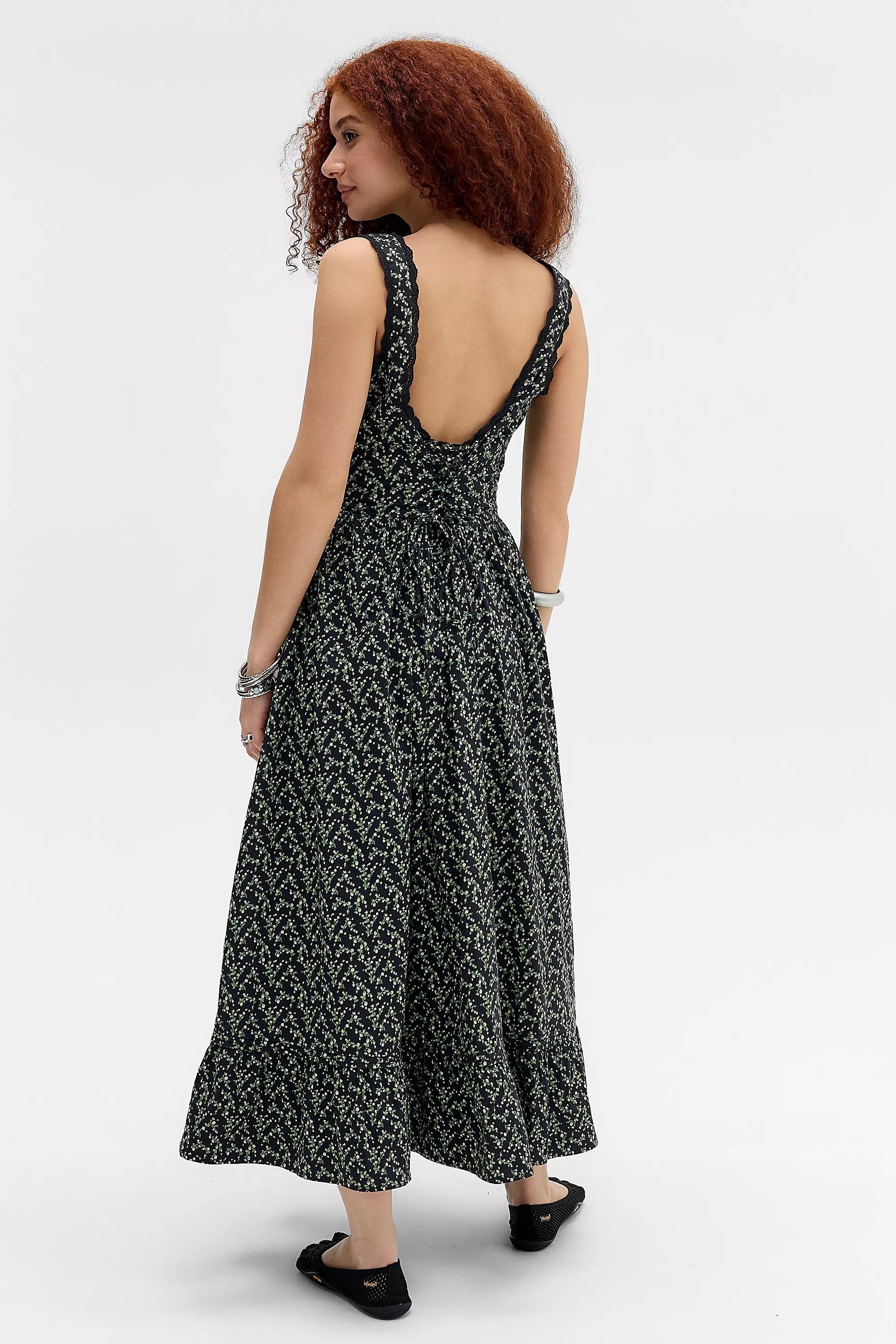 BLACK PATTERN Kimchi Blue Gabriette Drop Waist Prairie Maxi Dress, BLK MOTIF, large image number 3