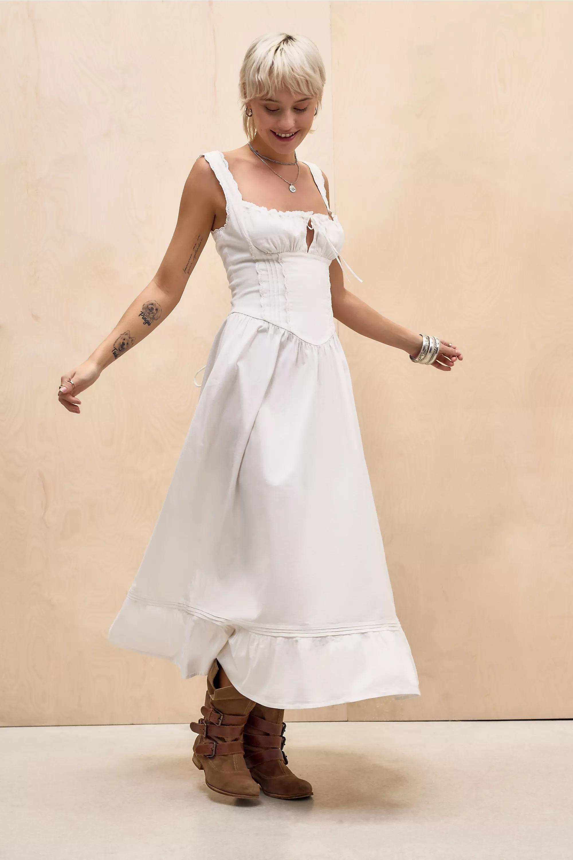 White Kimchi Blue Gabriette Drop Waist Prairie Maxi Dress, WHT, large image number 0