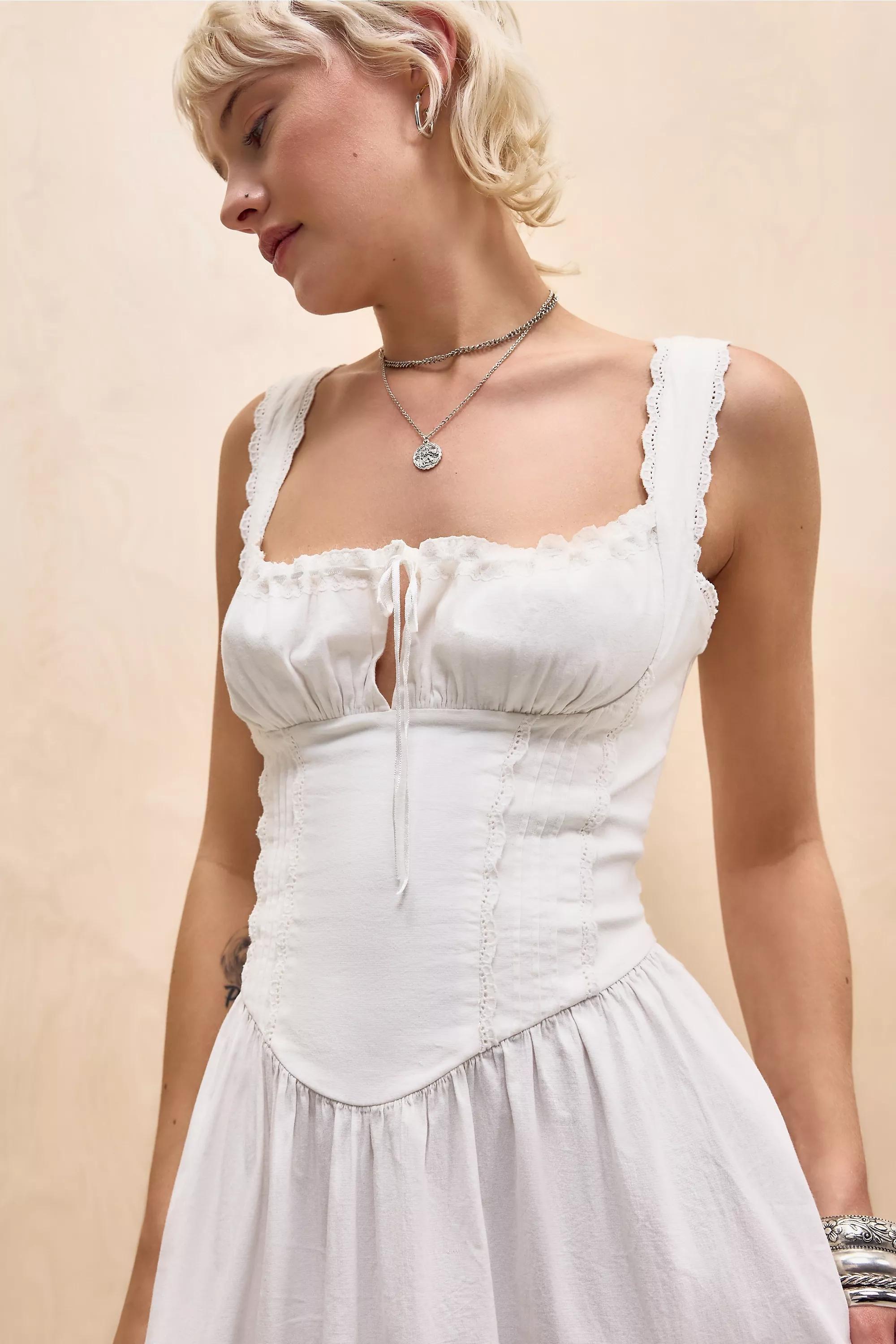 White Kimchi Blue Gabriette Drop Waist Prairie Maxi Dress, WHT, large image number 2