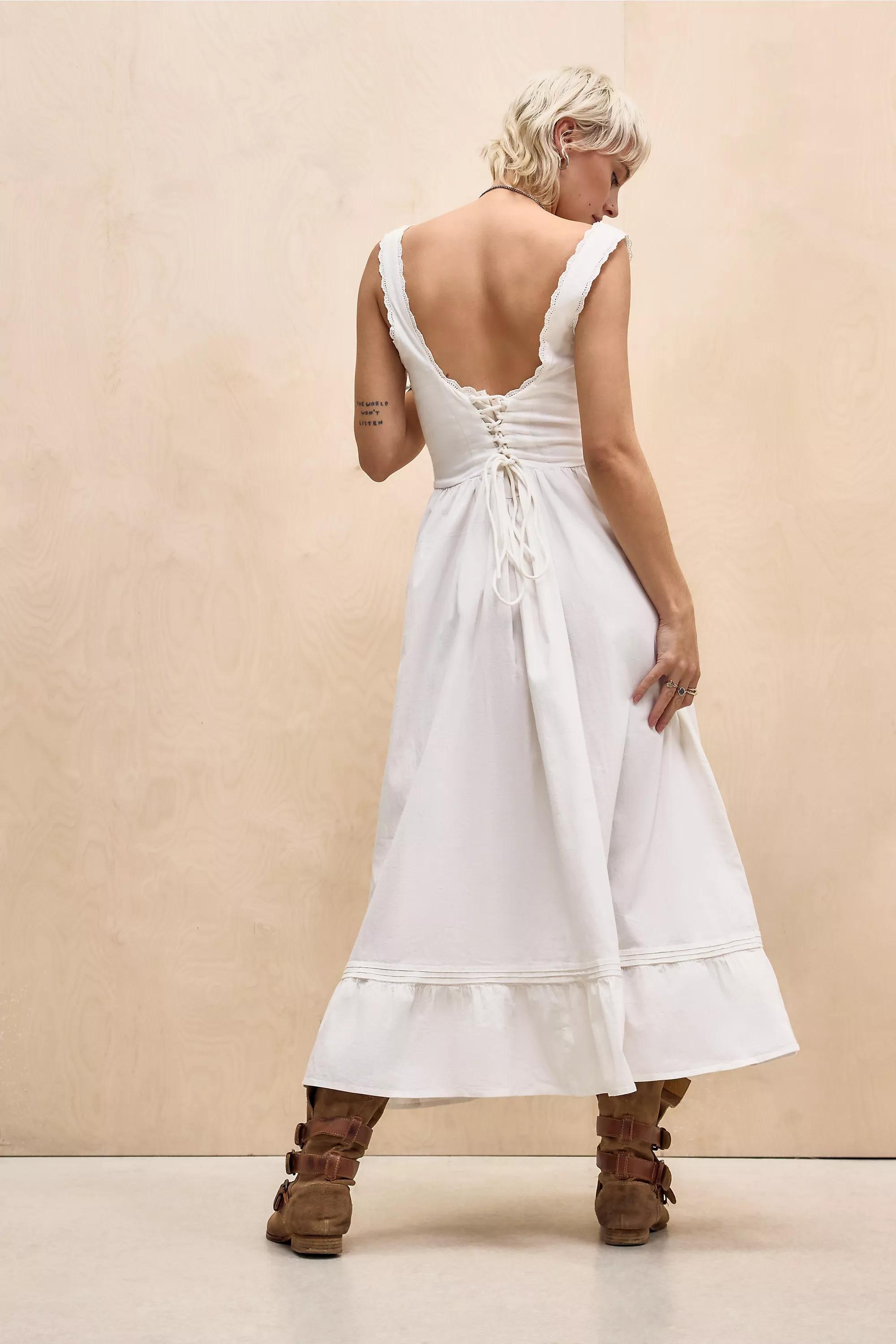 White Kimchi Blue Gabriette Drop Waist Prairie Maxi Dress, WHT, large image number 3