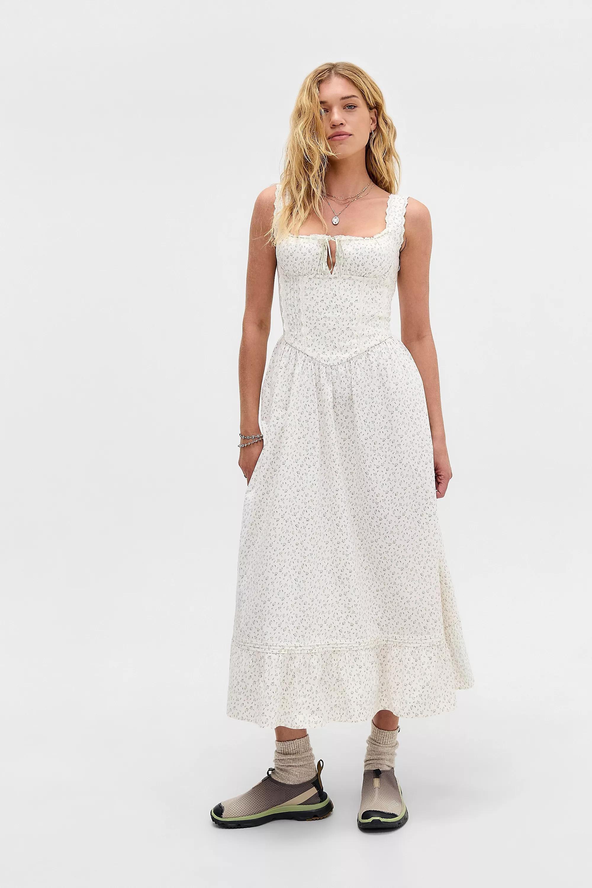 White Kimchi Blue Gabriette Drop Waist Prairie Maxi Dress, CREME, large image number 0