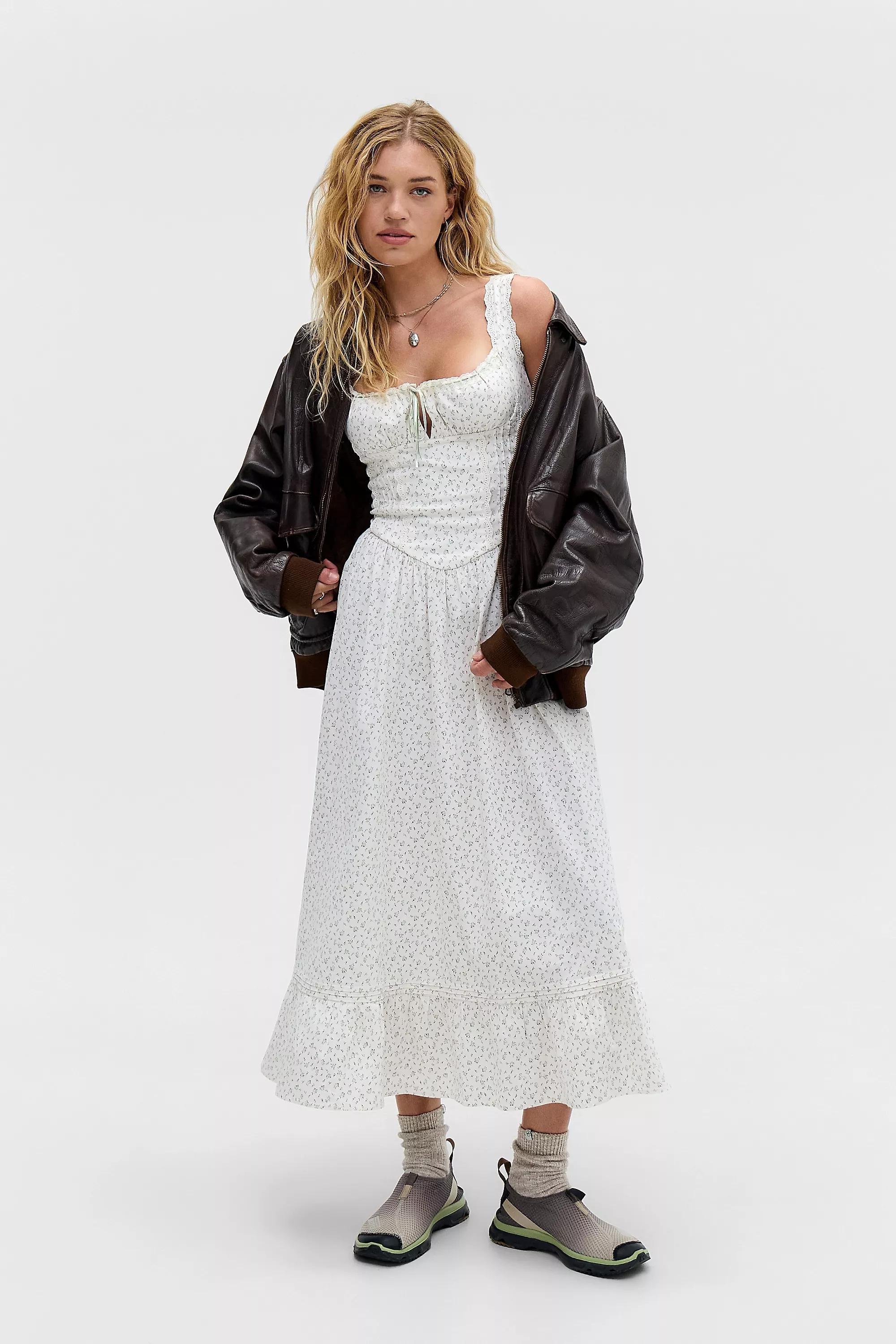 White Kimchi Blue Gabriette Drop Waist Prairie Maxi Dress, CREME, large image number 4