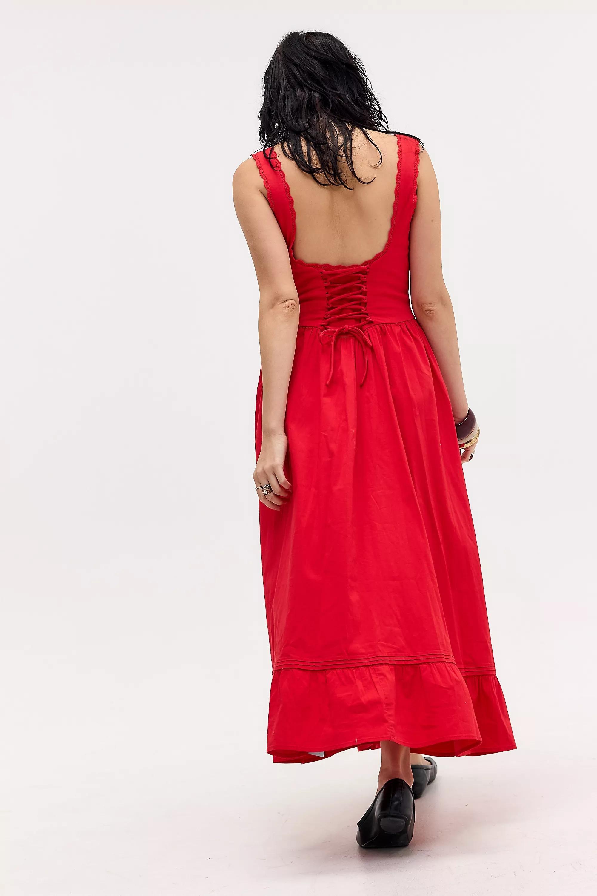 Red Kimchi Blue Gabriette Drop Waist Prairie Maxi Dress, RED, large image number 2