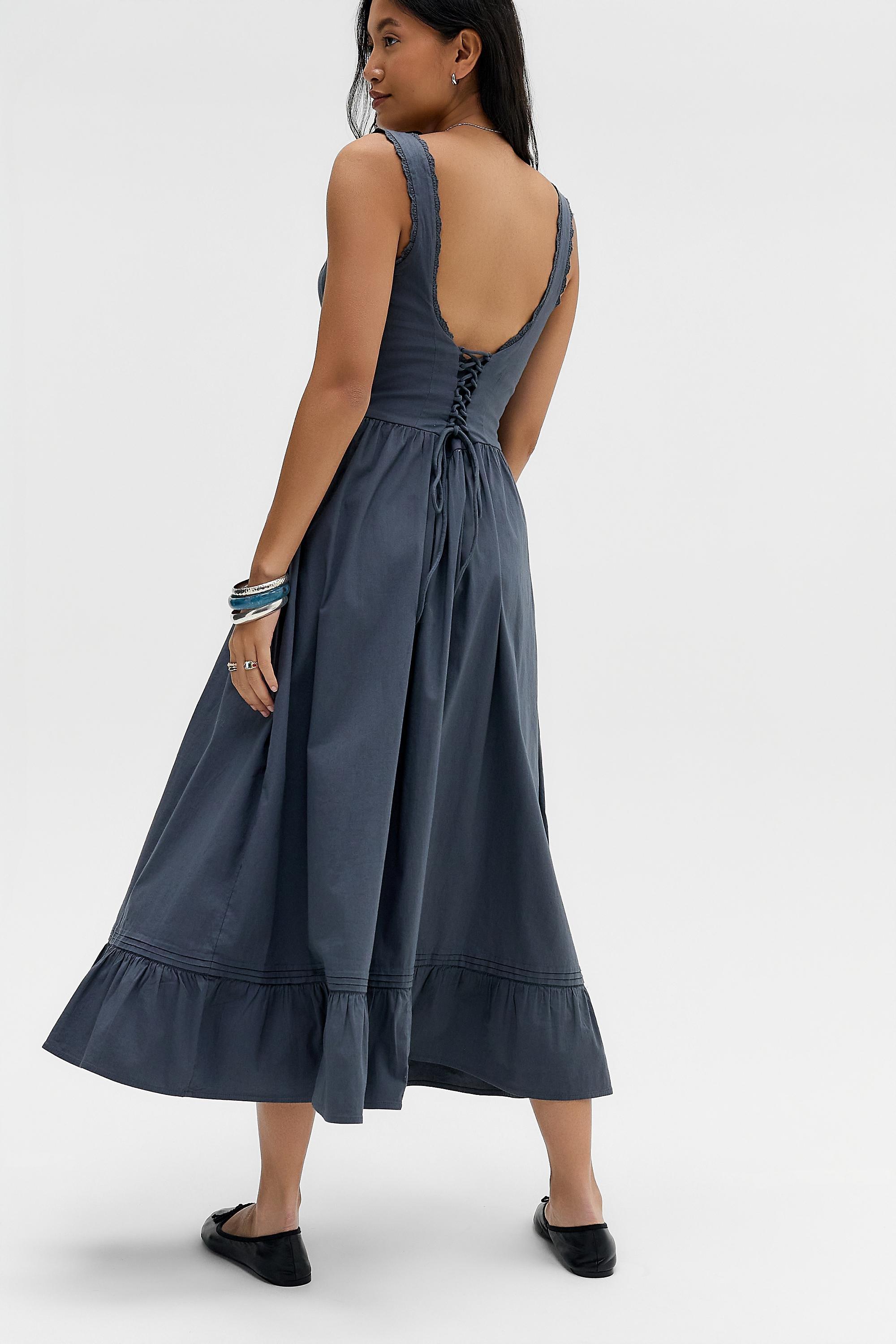 Blue Kimchi Blue Gabriette Drop Waist Prairie Maxi Dress, STONE BLUE, large image number 3