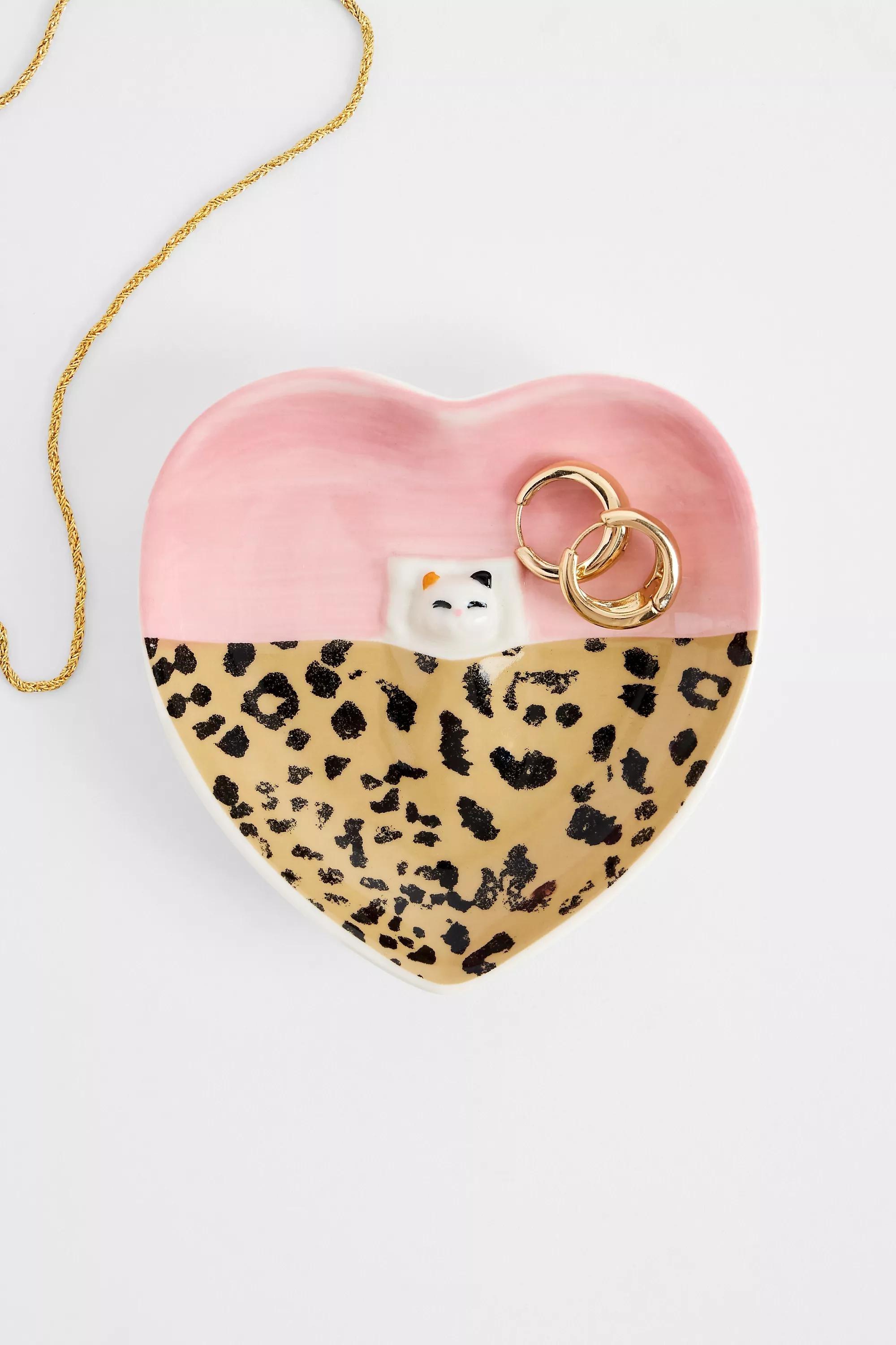 Multicolour Sleeping Cat Leopard Print Trinket Dish, ASSORT, large image number 0