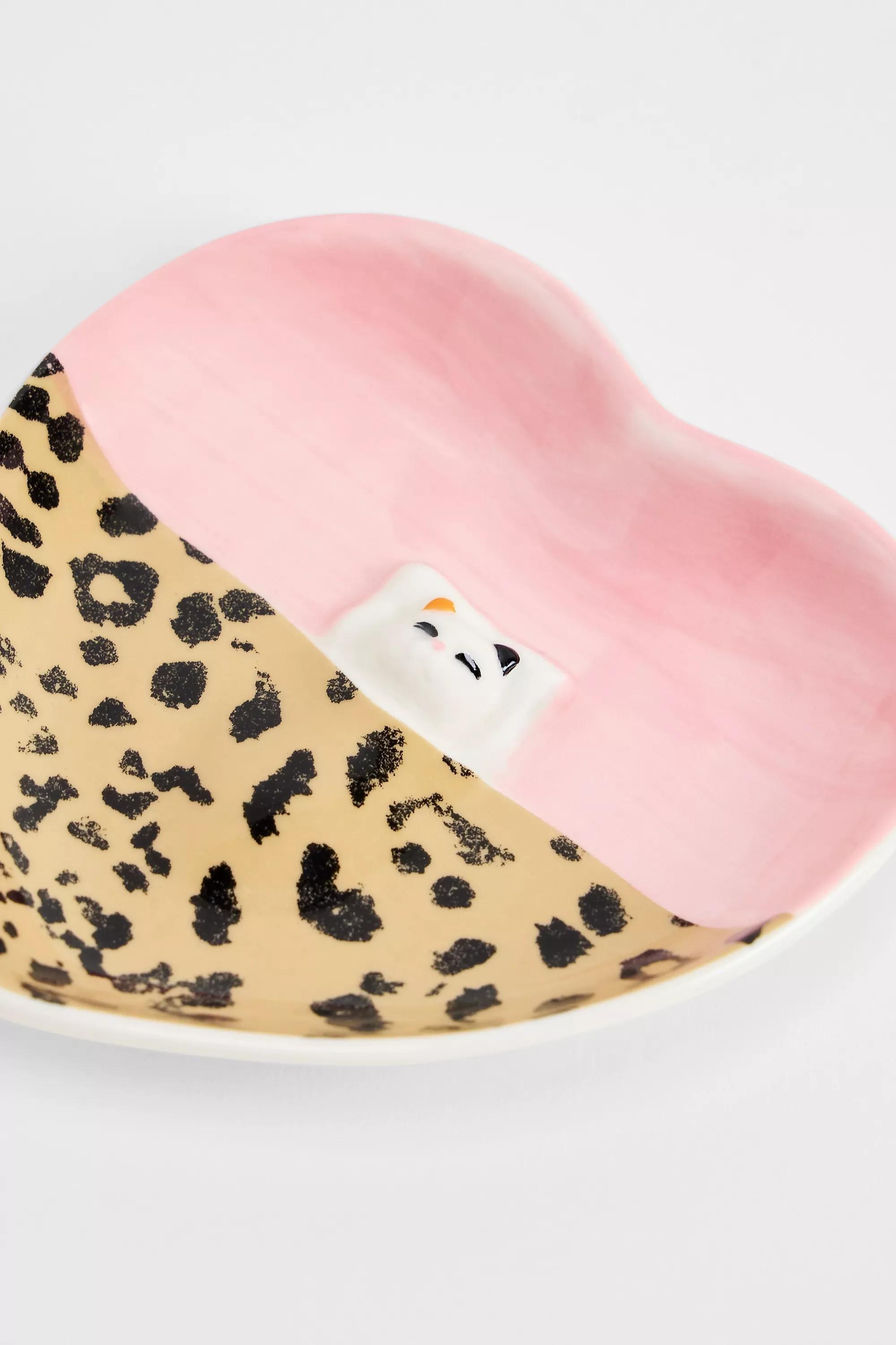 Multicolour Sleeping Cat Leopard Print Trinket Dish, ASSORT, large image number 1