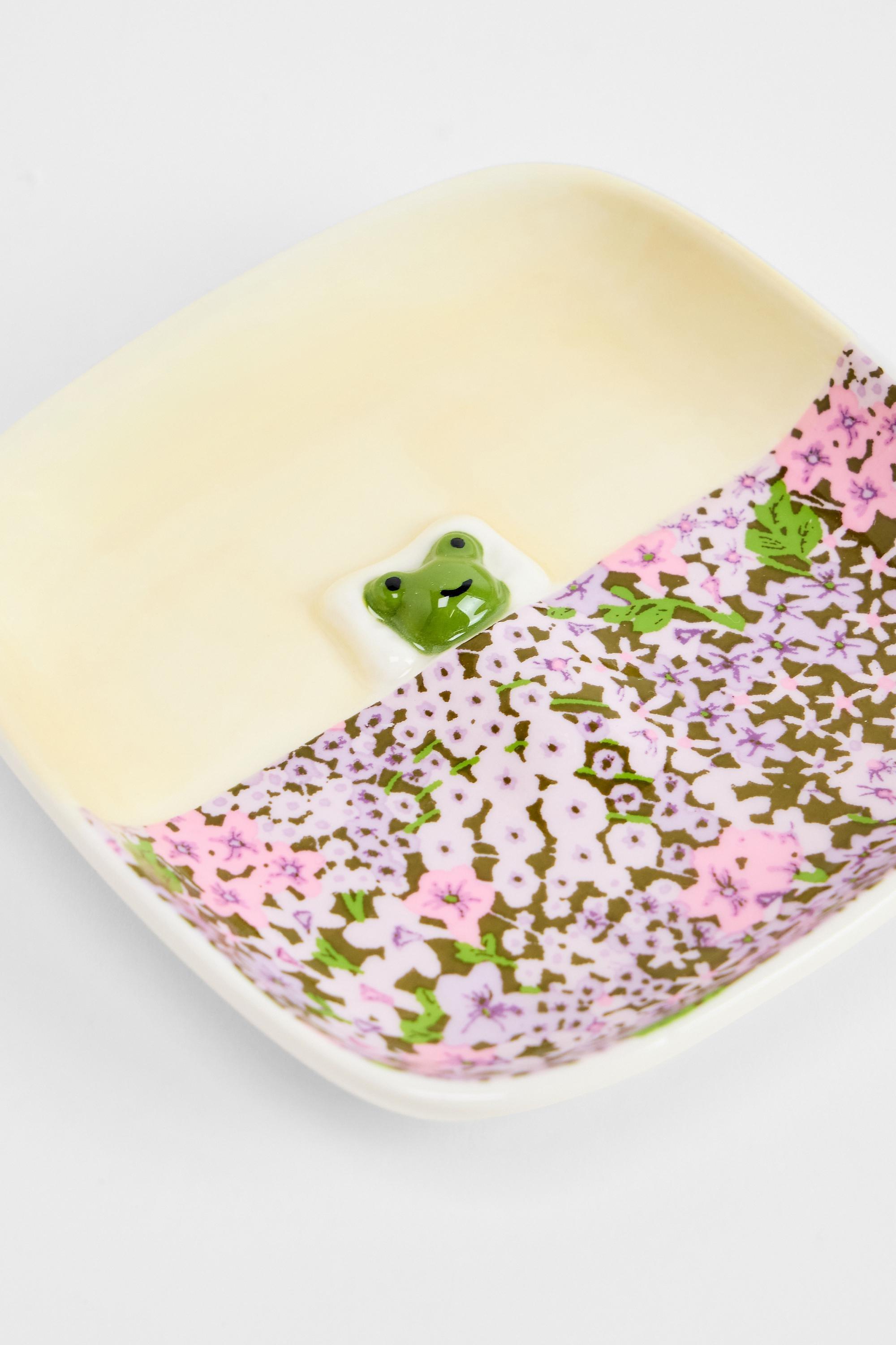 Multicolour Sleeping Frog Floral Trinket Dish, ASSORT, medium