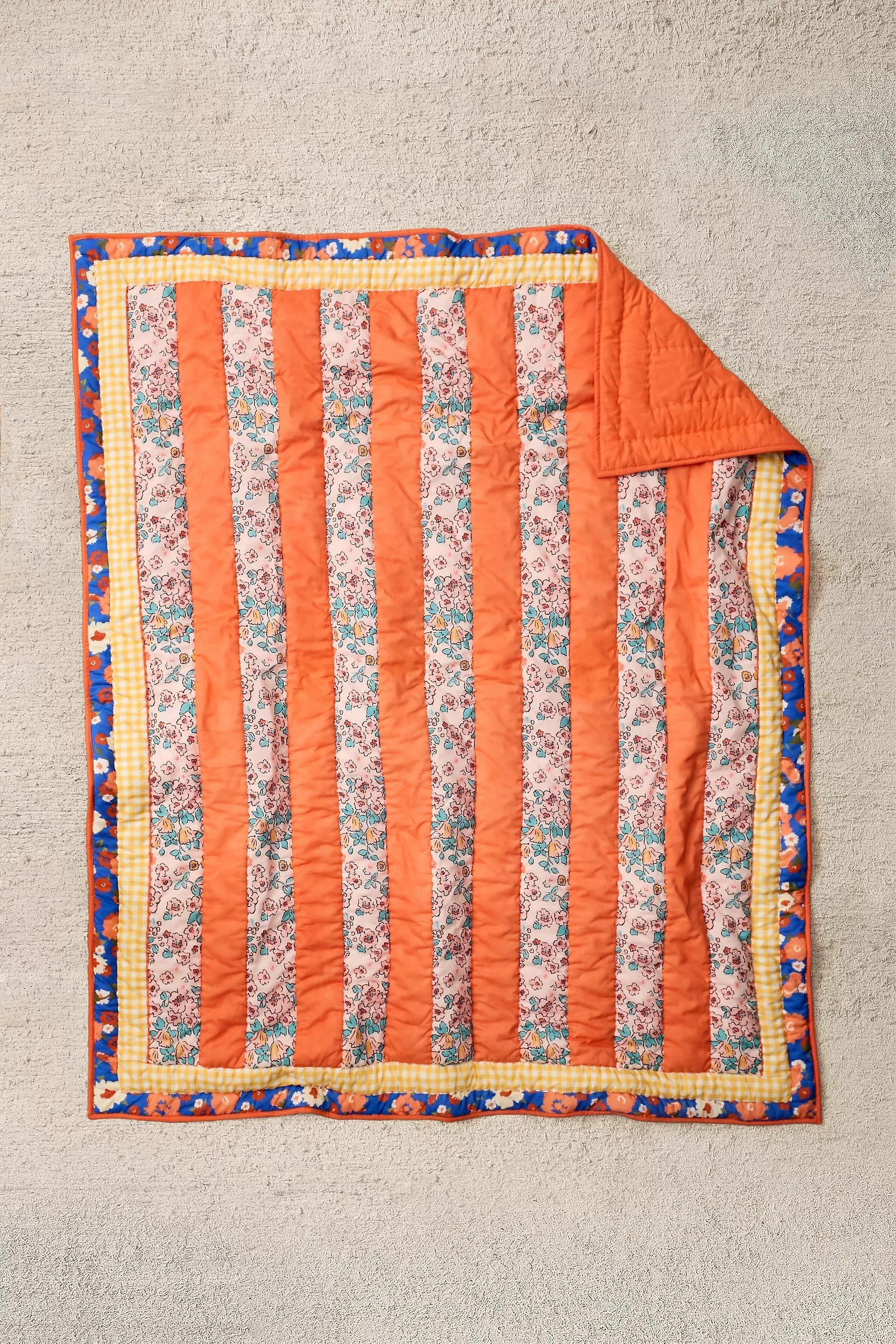 Multicolour Stripe Quilted Throw, ASSORT, large image number 1