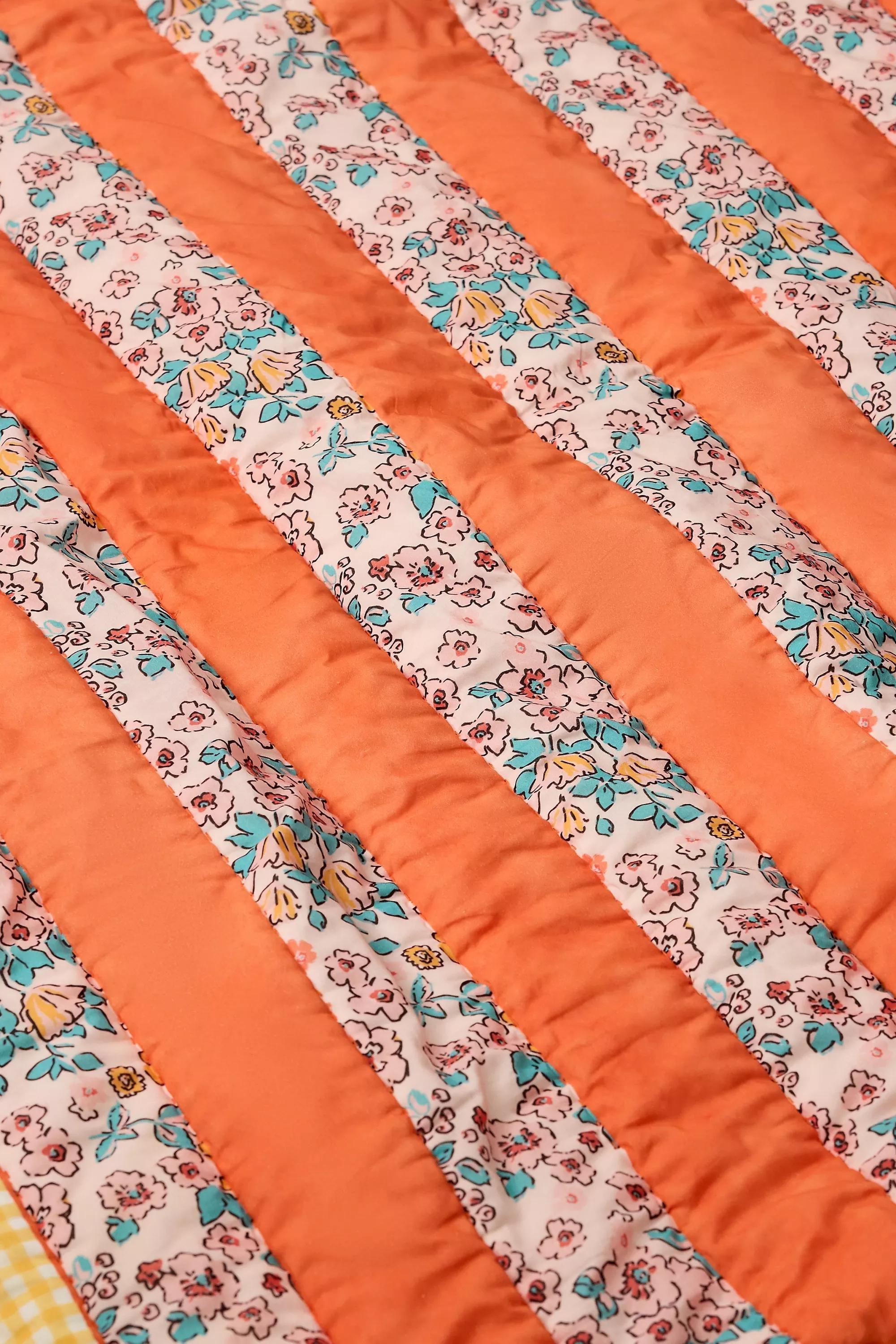 Multicolour Stripe Quilted Throw, ASSORT, large image number 2