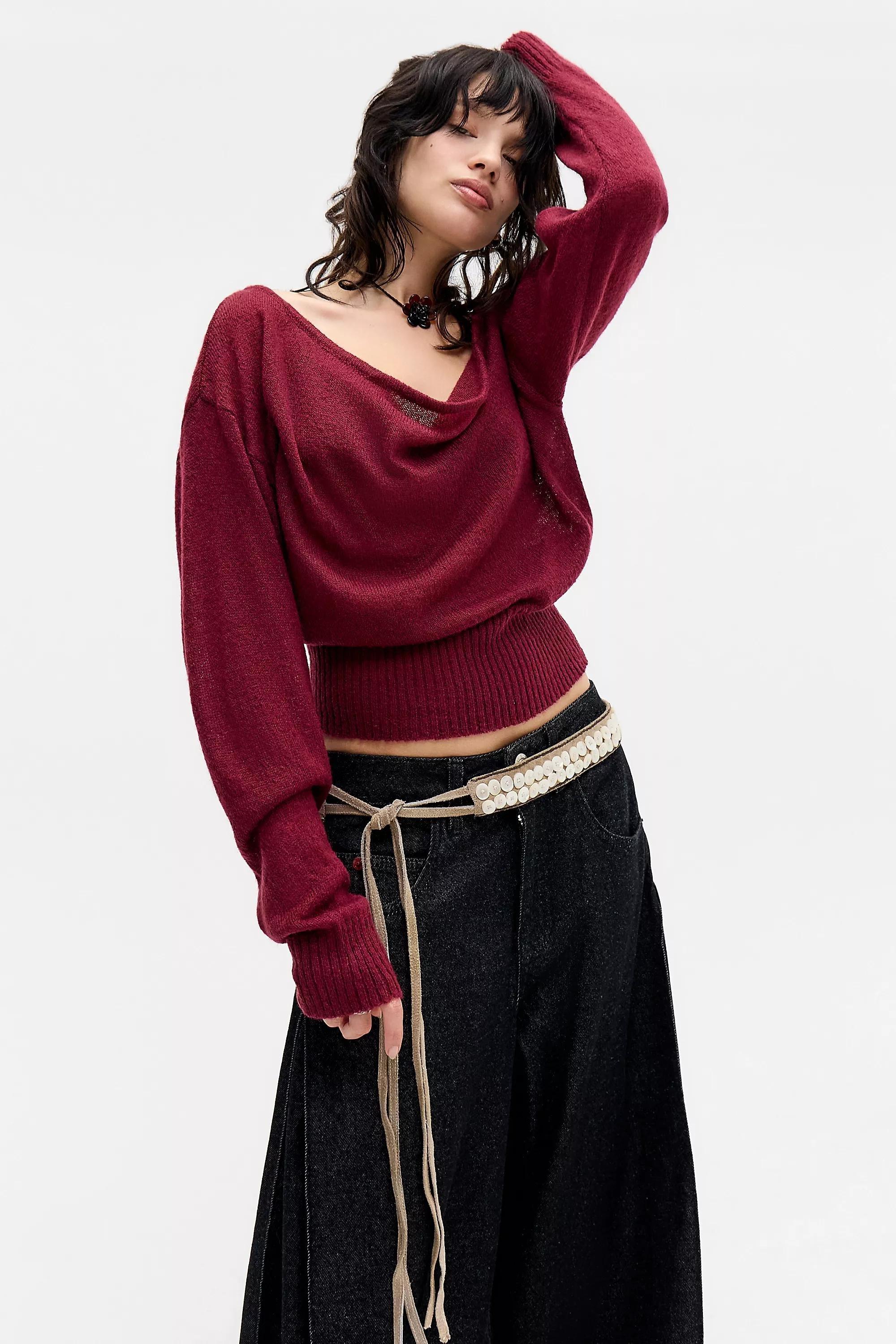 Burgundy Motel Suena Knit Jumper, WINE, large image number 0