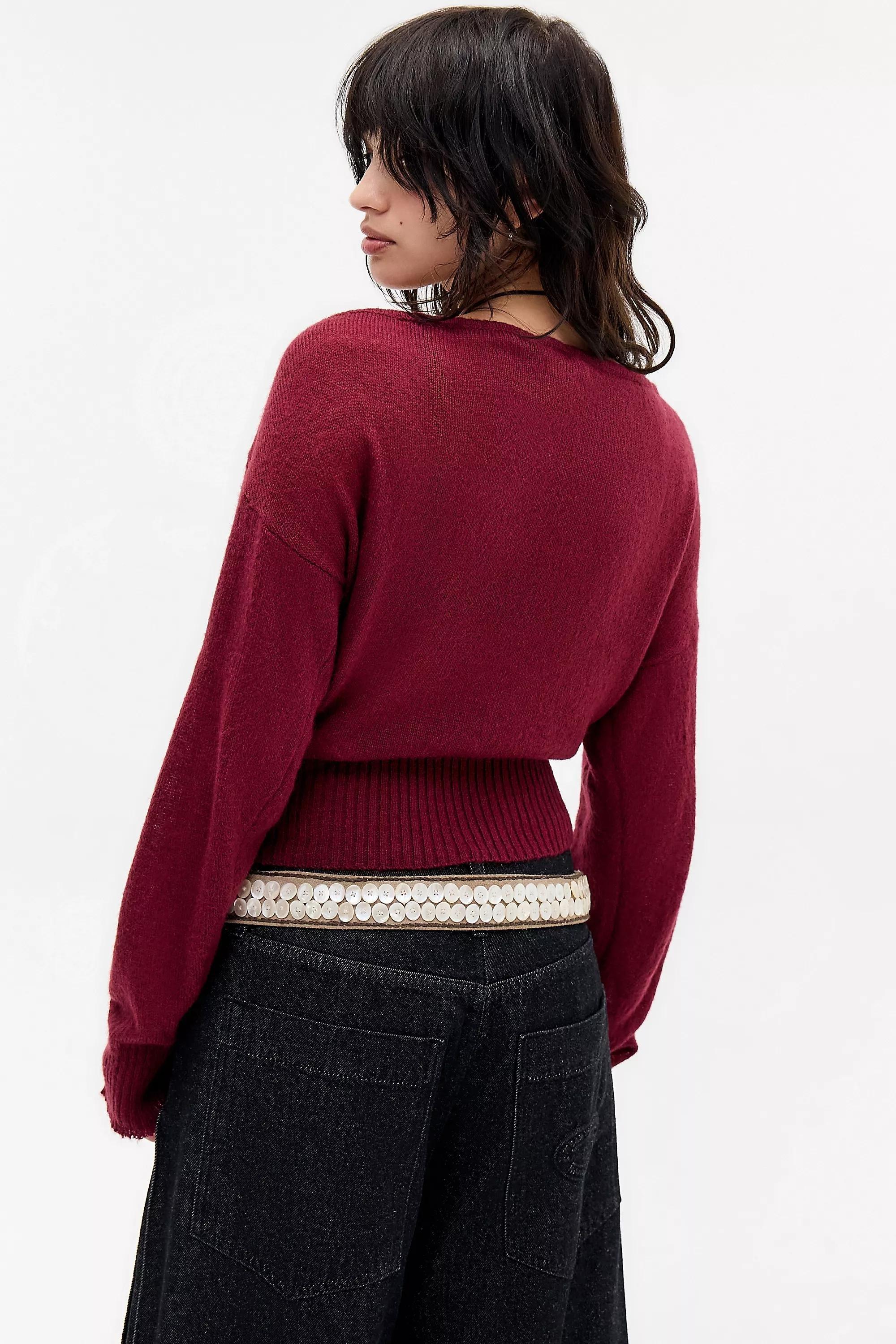 Burgundy Motel Suena Knit Jumper, WINE, large image number 3