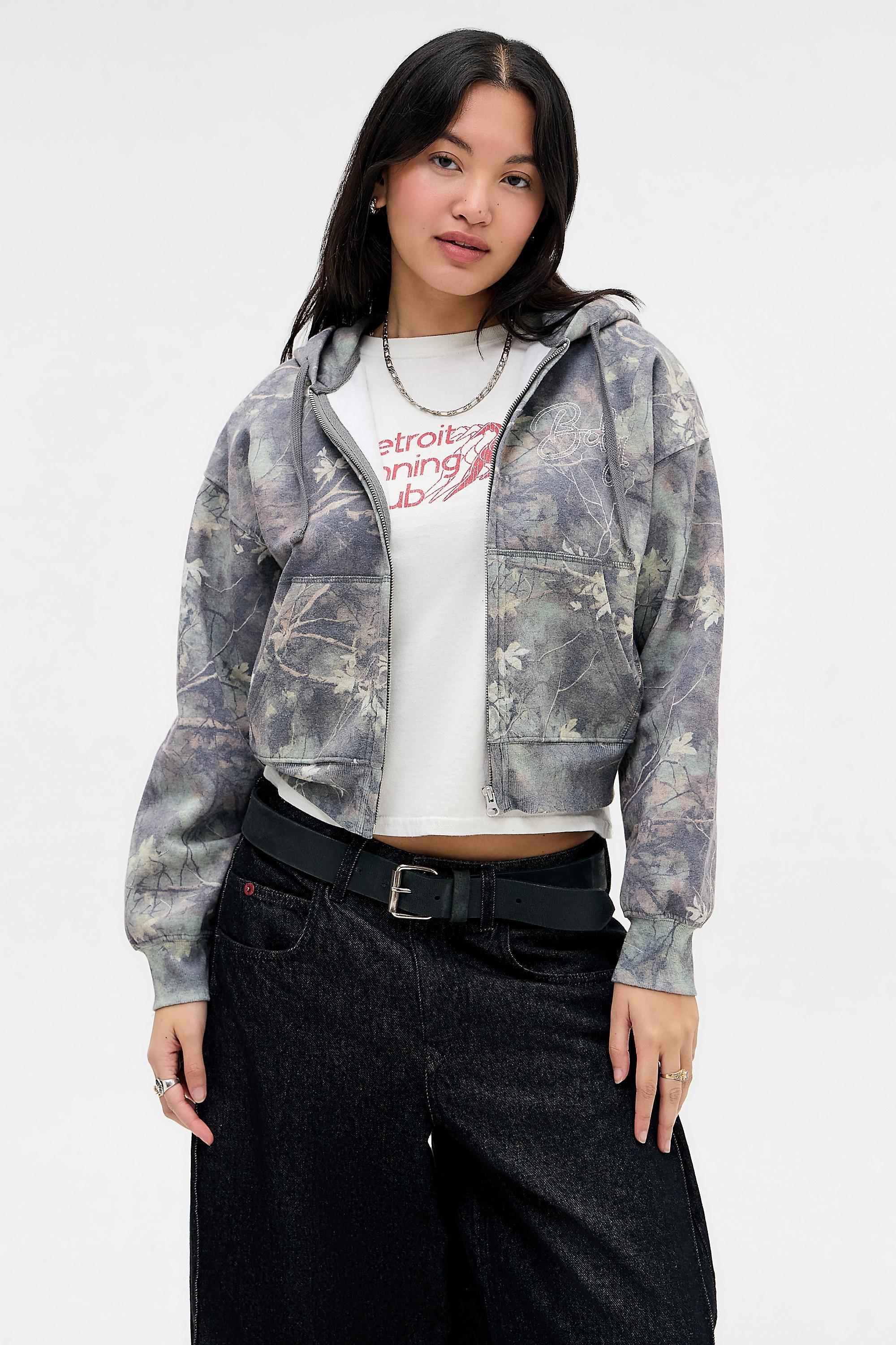 Green Bdg Leaf Camo Zip-Through Hoodie, GRN, large image number 0