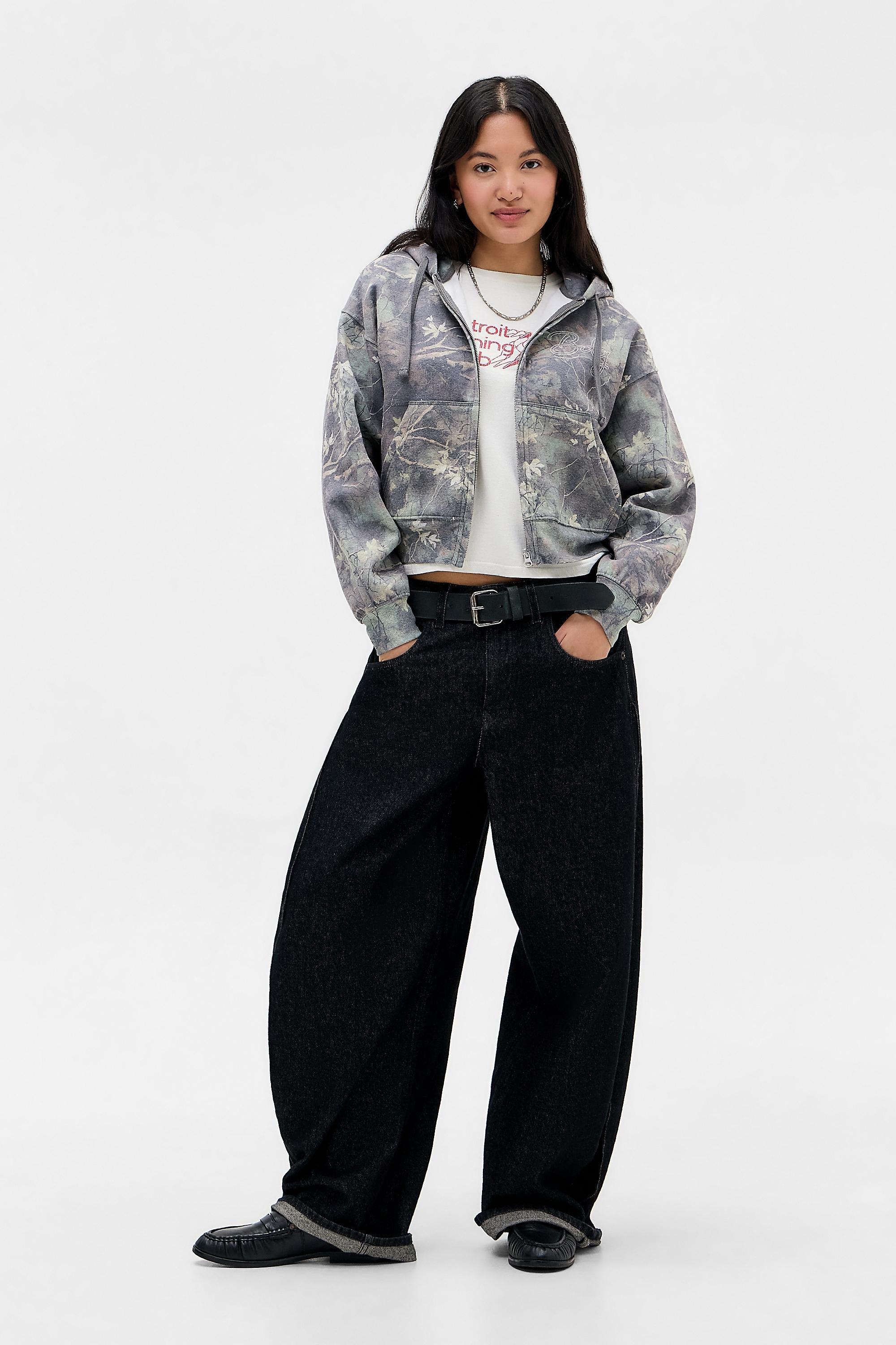 Green Bdg Leaf Camo Zip-Through Hoodie, GRN, large image number 3