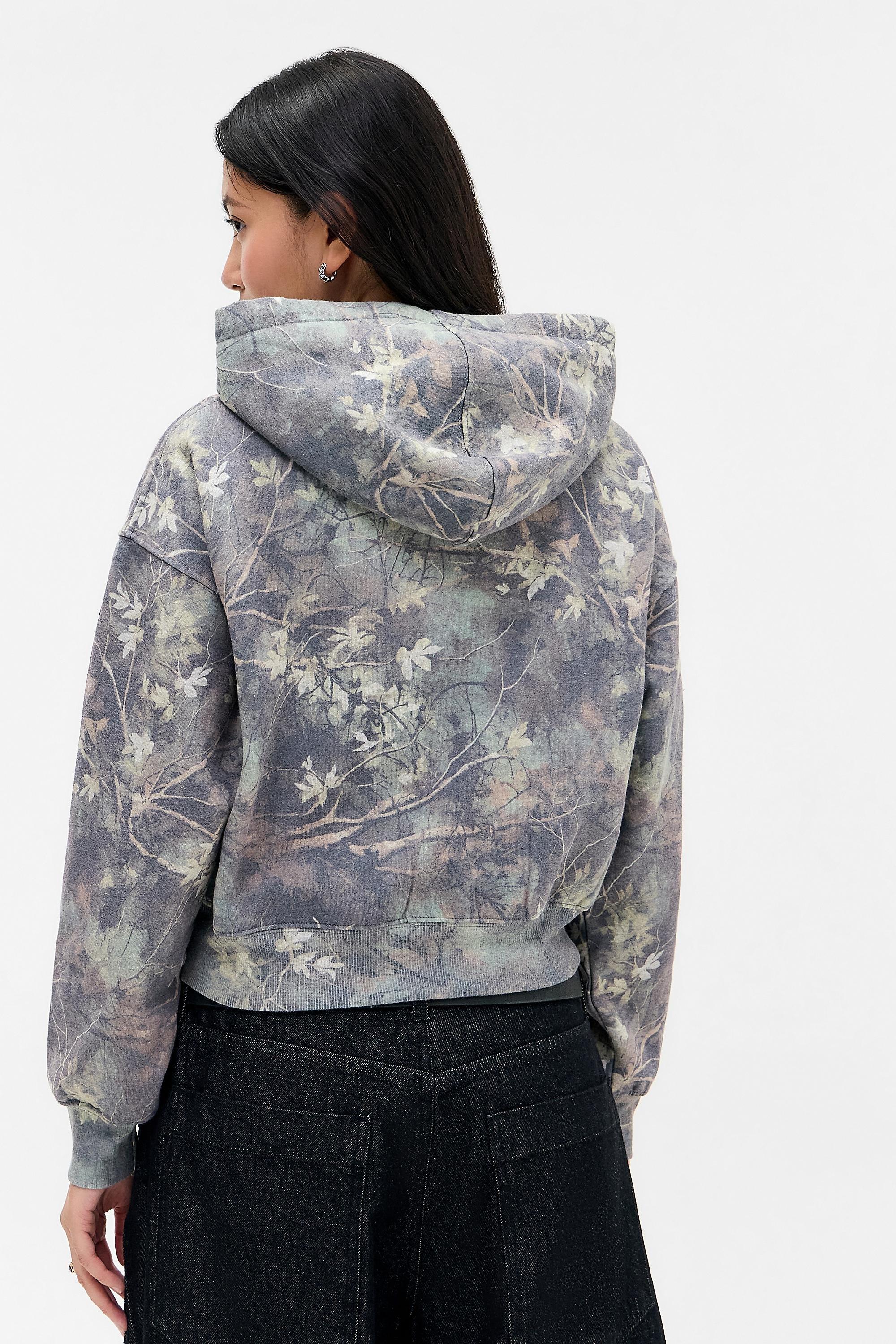 Green Bdg Leaf Camo Zip-Through Hoodie, GRN, large image number 4
