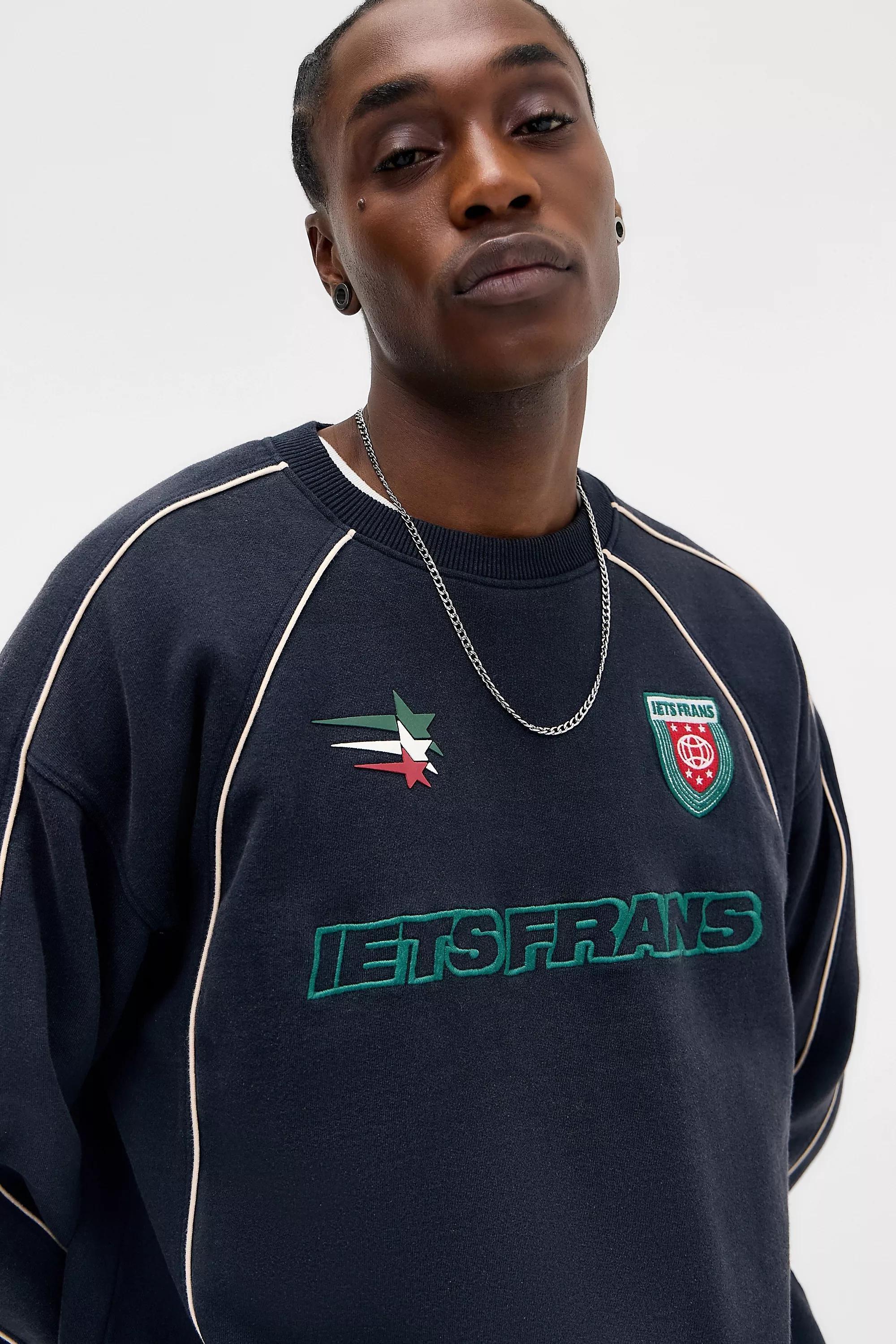 BLACK iets frans... Black Piped Football Sweatshirt, BLK, medium