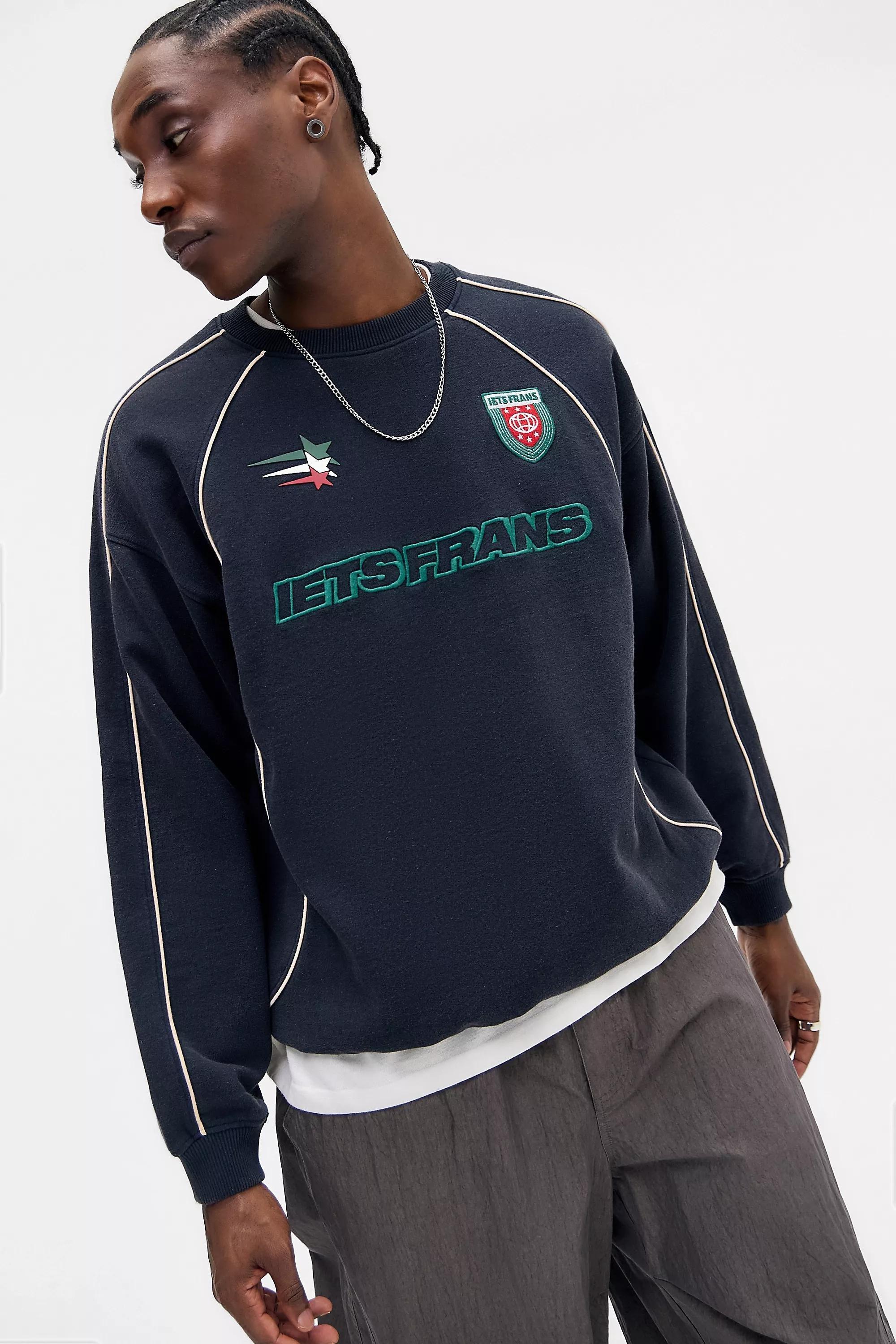 BLACK iets frans... Black Piped Football Sweatshirt, BLK, large image number 1