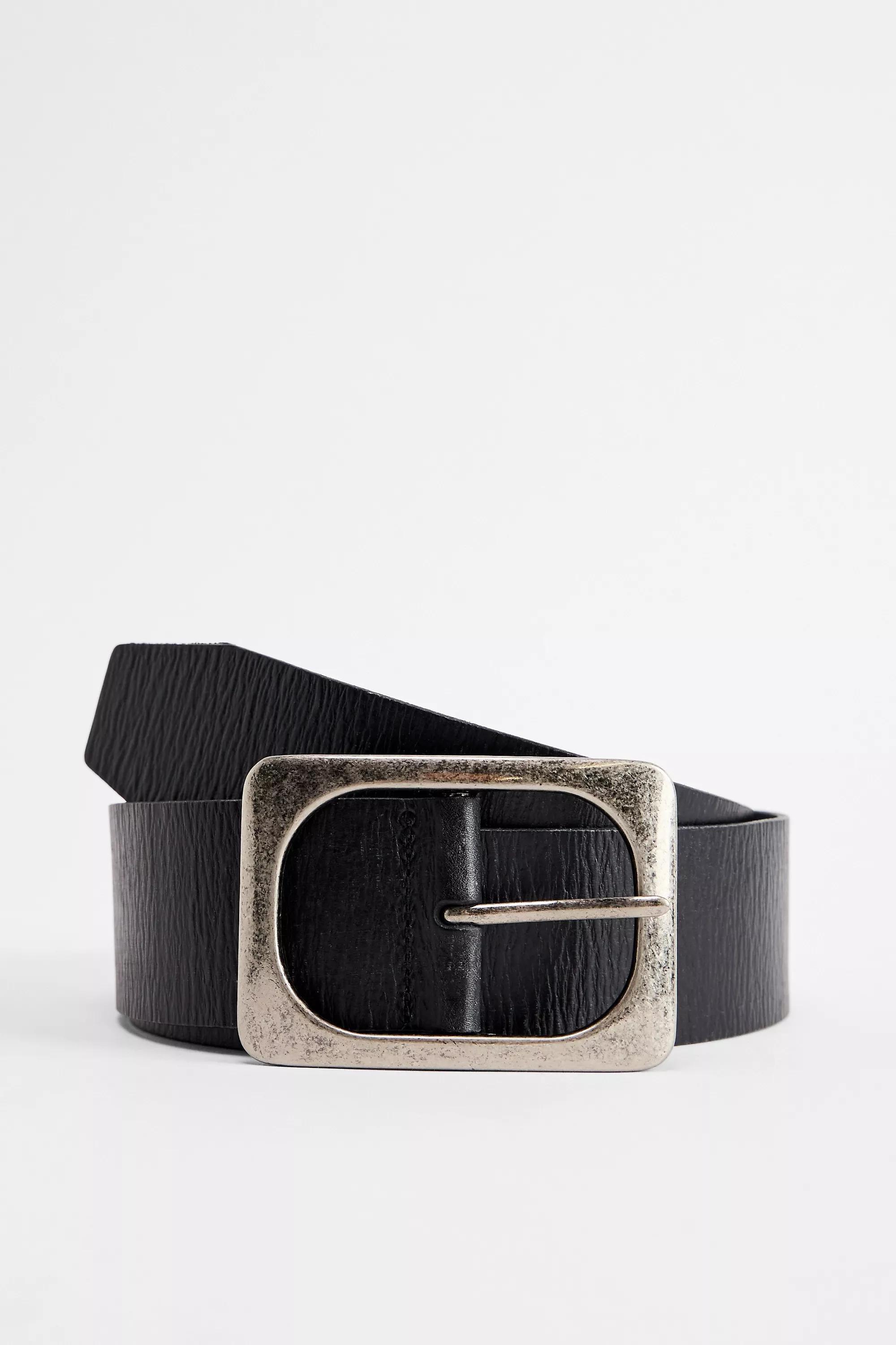 BLACK UO Wide Leather Belt, BLK, large image number 1