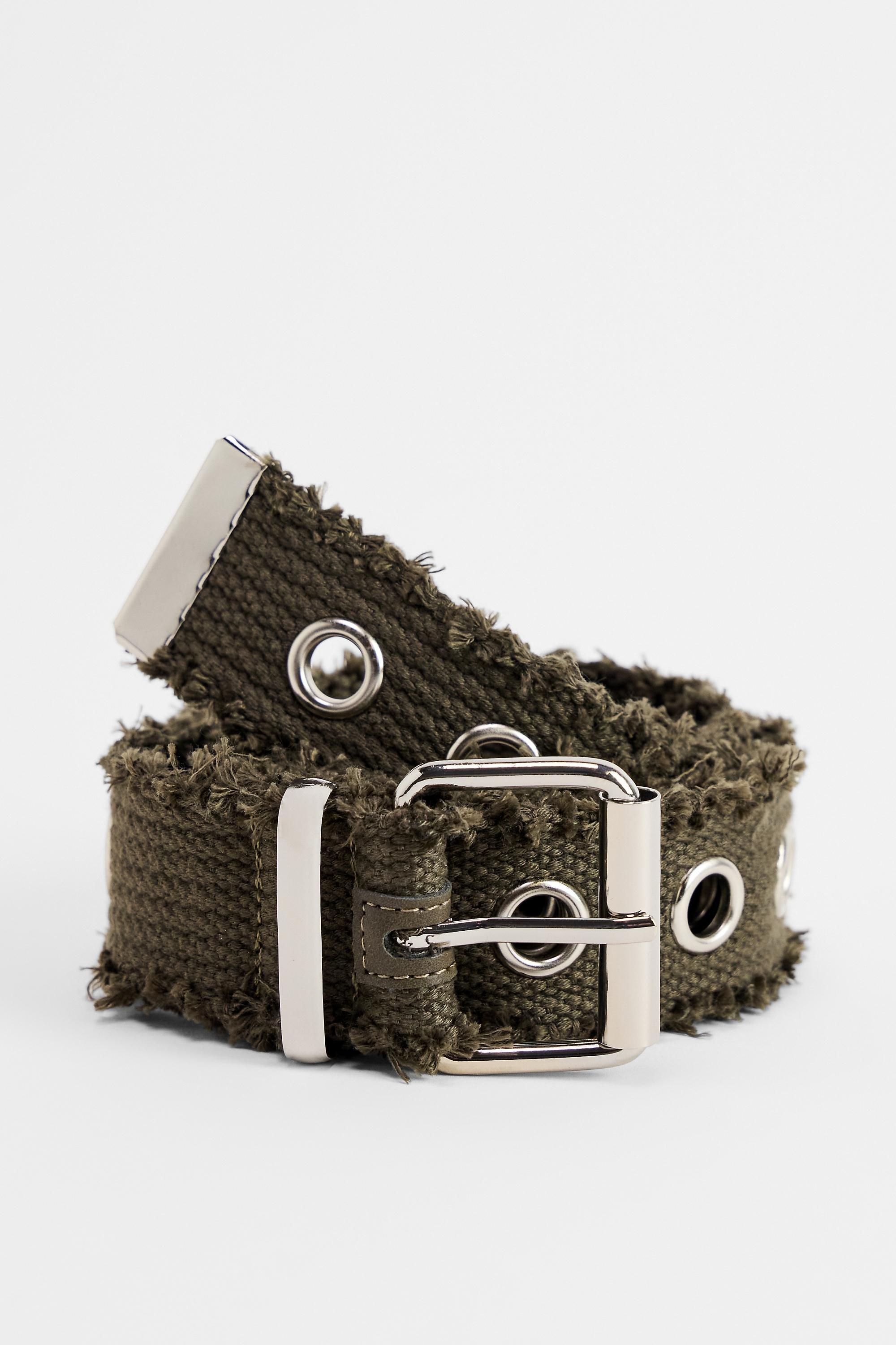 Khaki Uo Eyelet Webbing Belt, KHAKI, large image number 1
