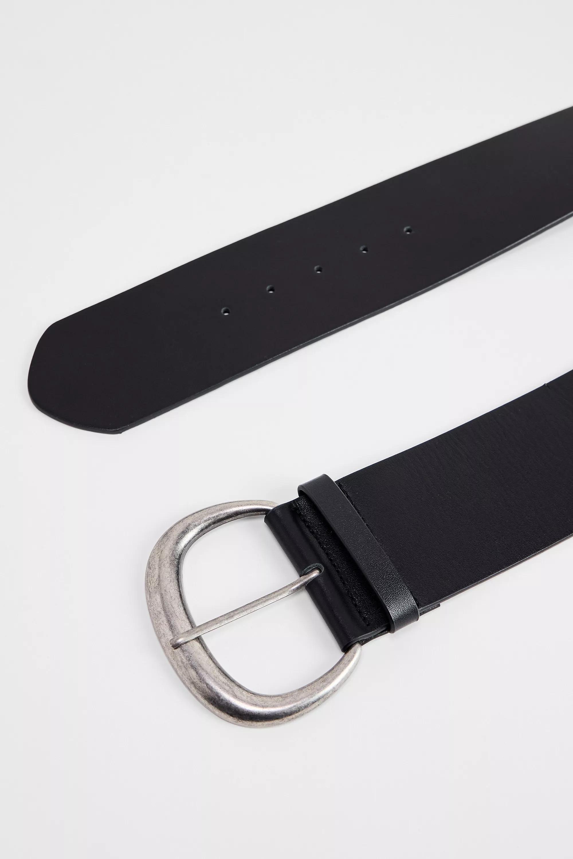 Black Uo Wide Leather Hip Belt, BLK, large image number 2