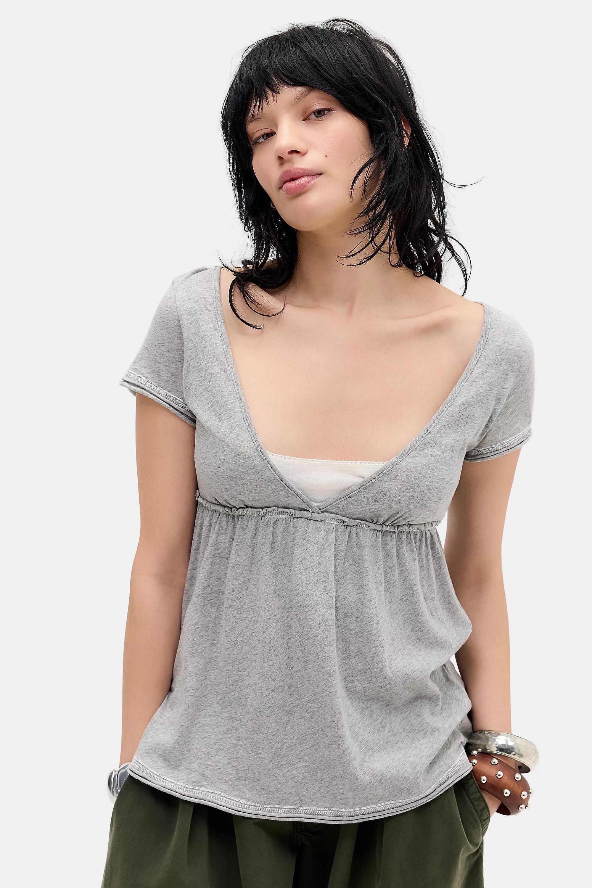 Grey Bdg Tina Babydoll Top, GREY, large image number 0