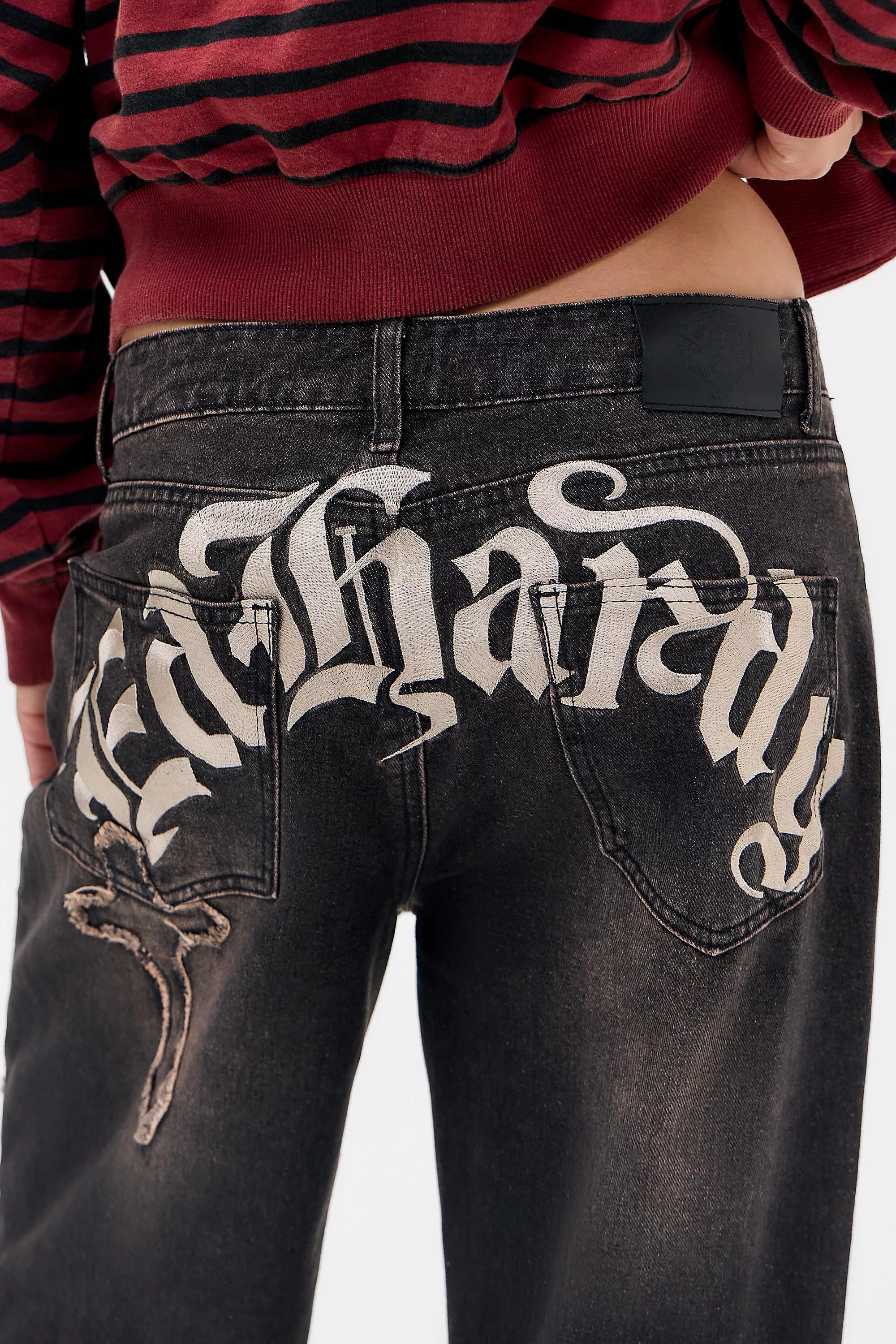 Brown Ed Hardy Embroidered Cross Jeans, BRN, large image number 1