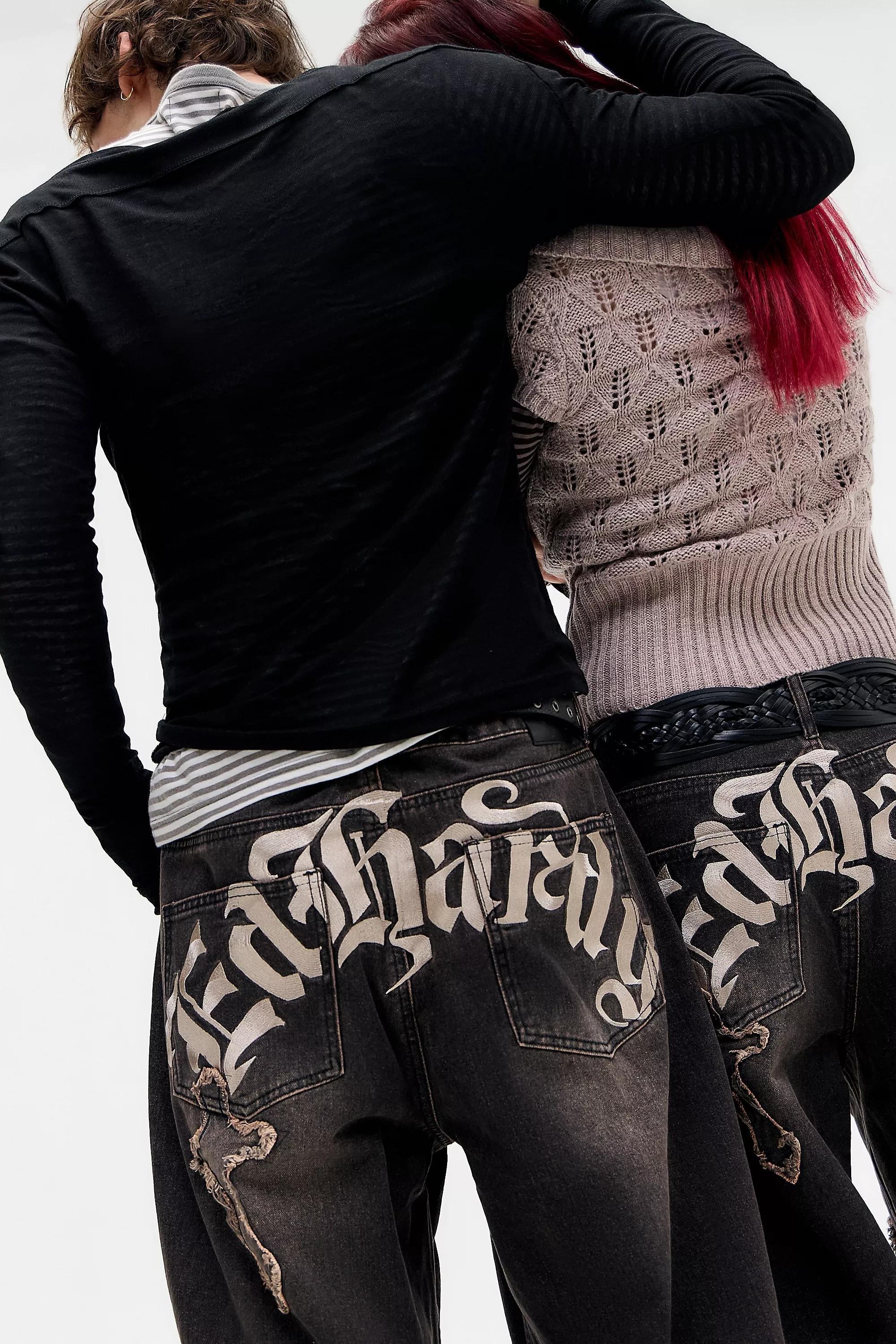 Brown Ed Hardy Embroidered Cross Jeans, BRN, large image number 5