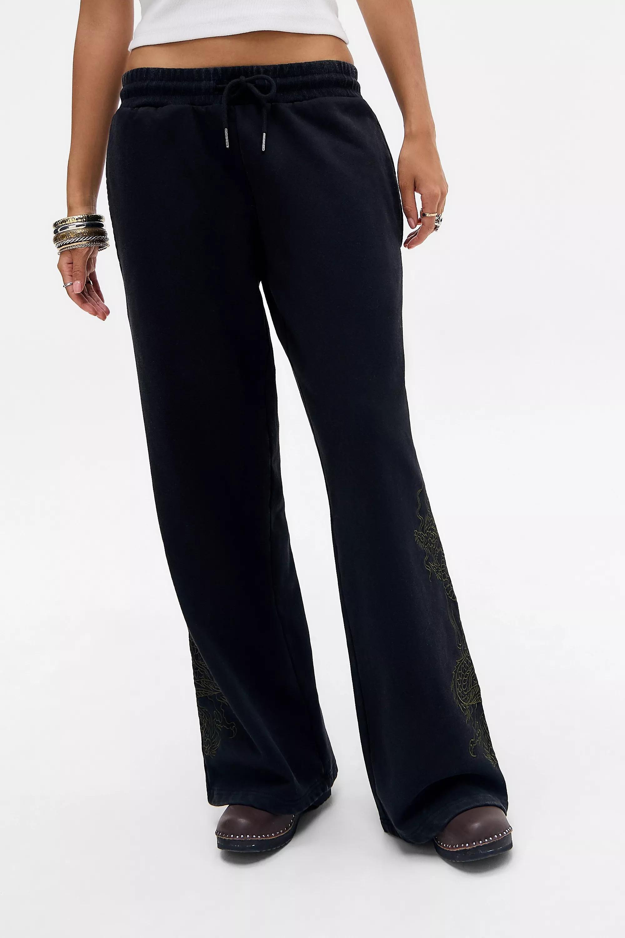 Black Ed Hardy Uo Embroidered Dragon Joggers, BLK, large image number 3