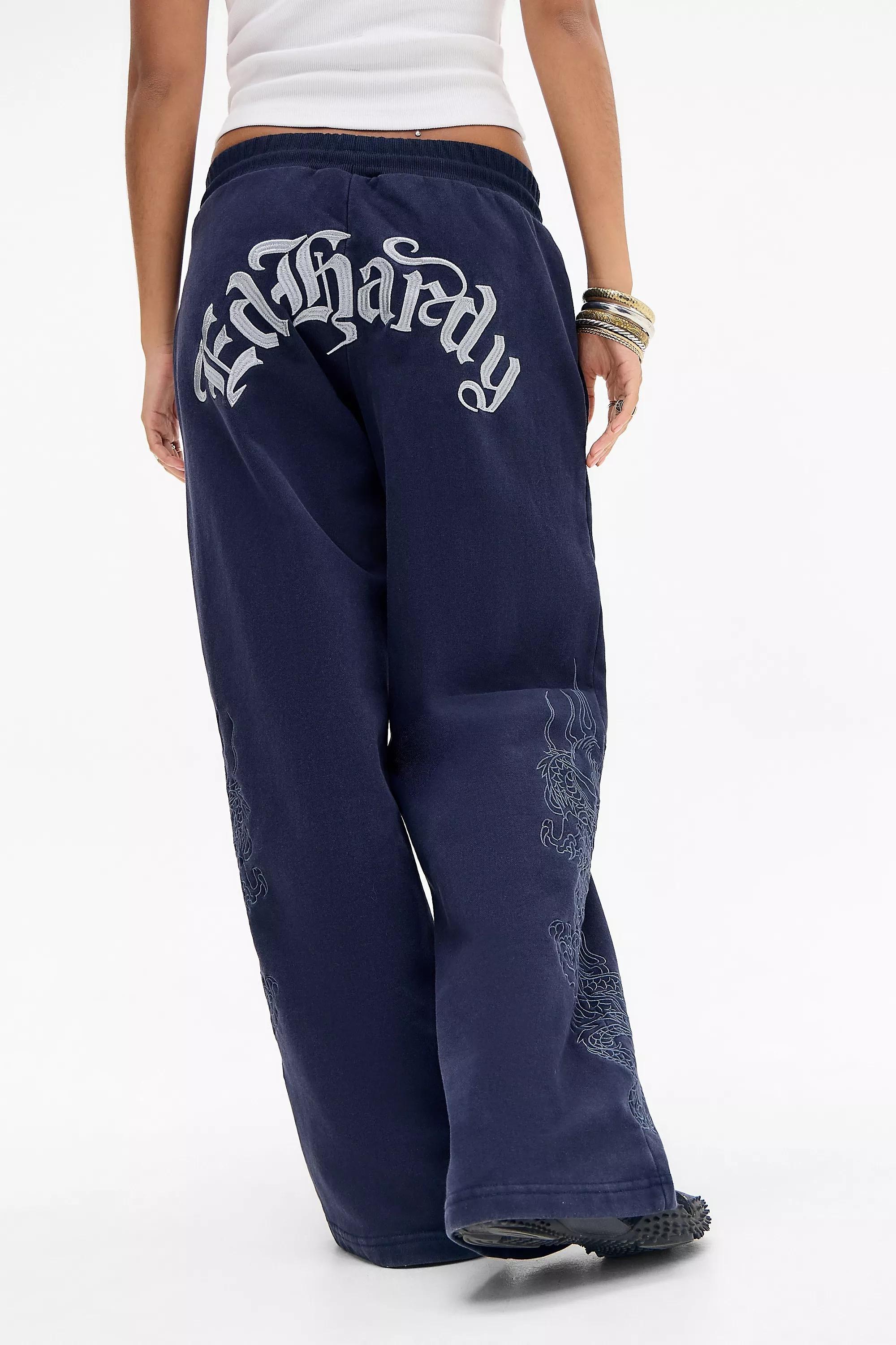 Navy Ed Hardy Uo Exclusive Embroidered Dragon Joggers, NAVY, medium