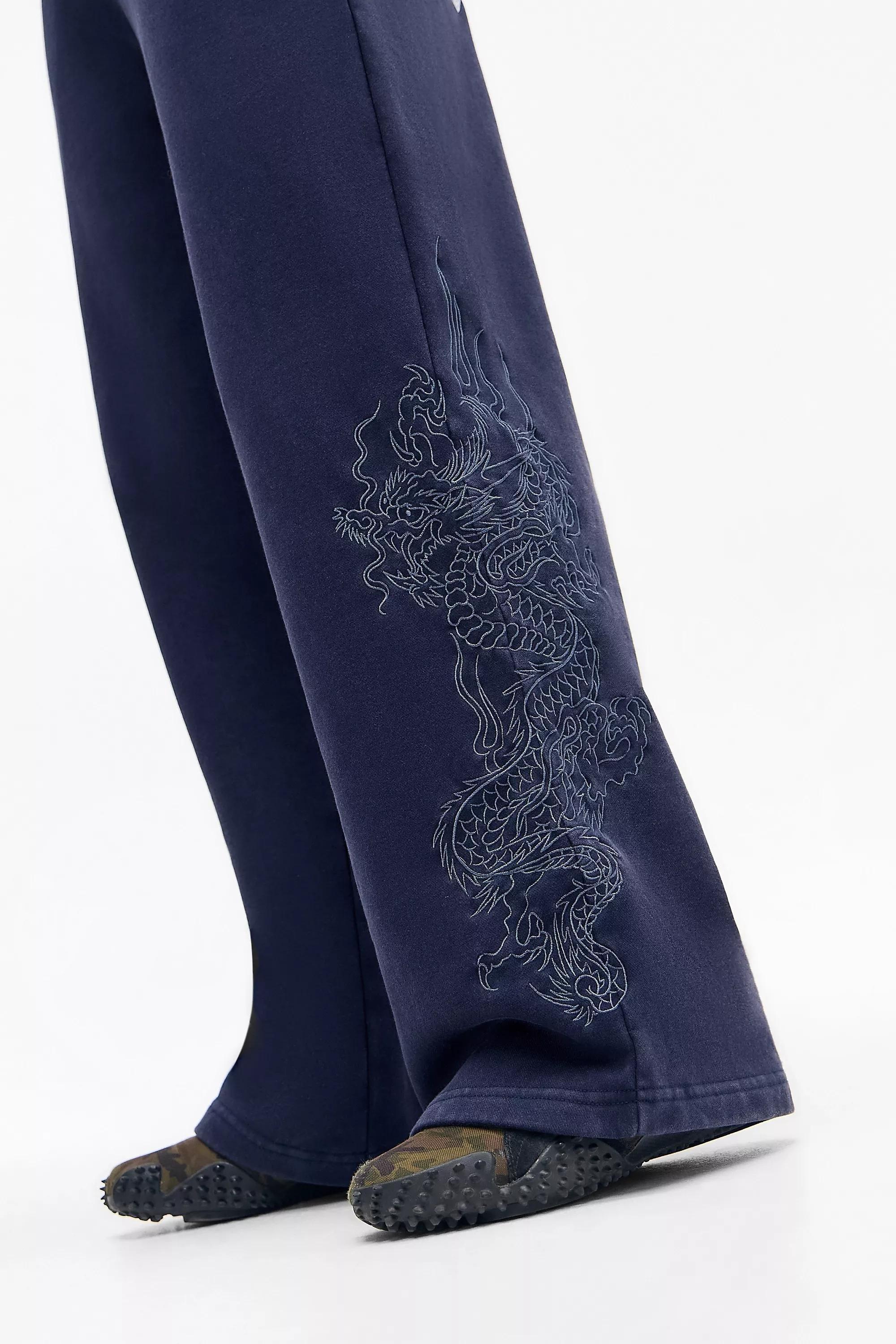 Navy Ed Hardy Uo Exclusive Embroidered Dragon Joggers, NAVY, medium