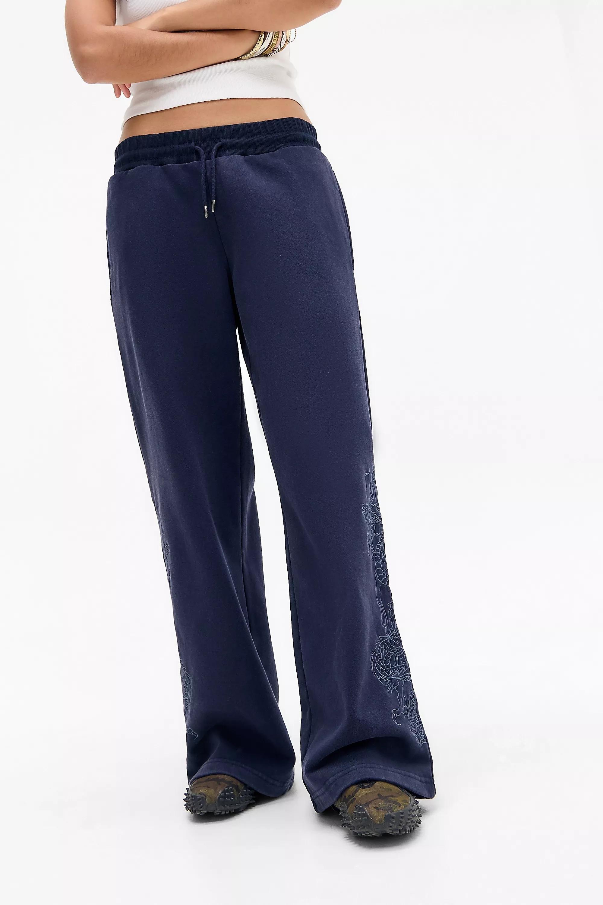 Navy Ed Hardy Uo Exclusive Embroidered Dragon Joggers, NAVY, medium