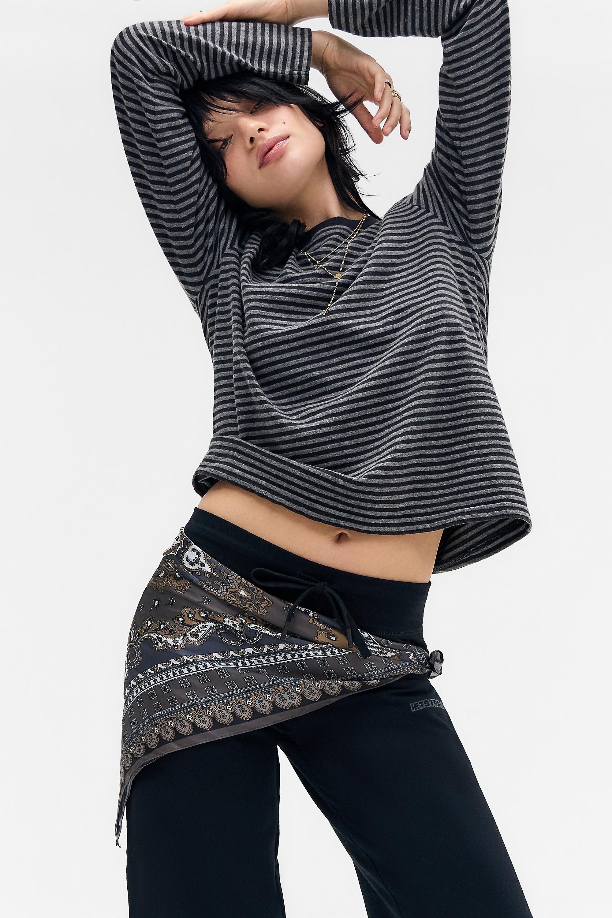 Brown Uo Silky Ornate Print Scarf, CHOC, large image number 0