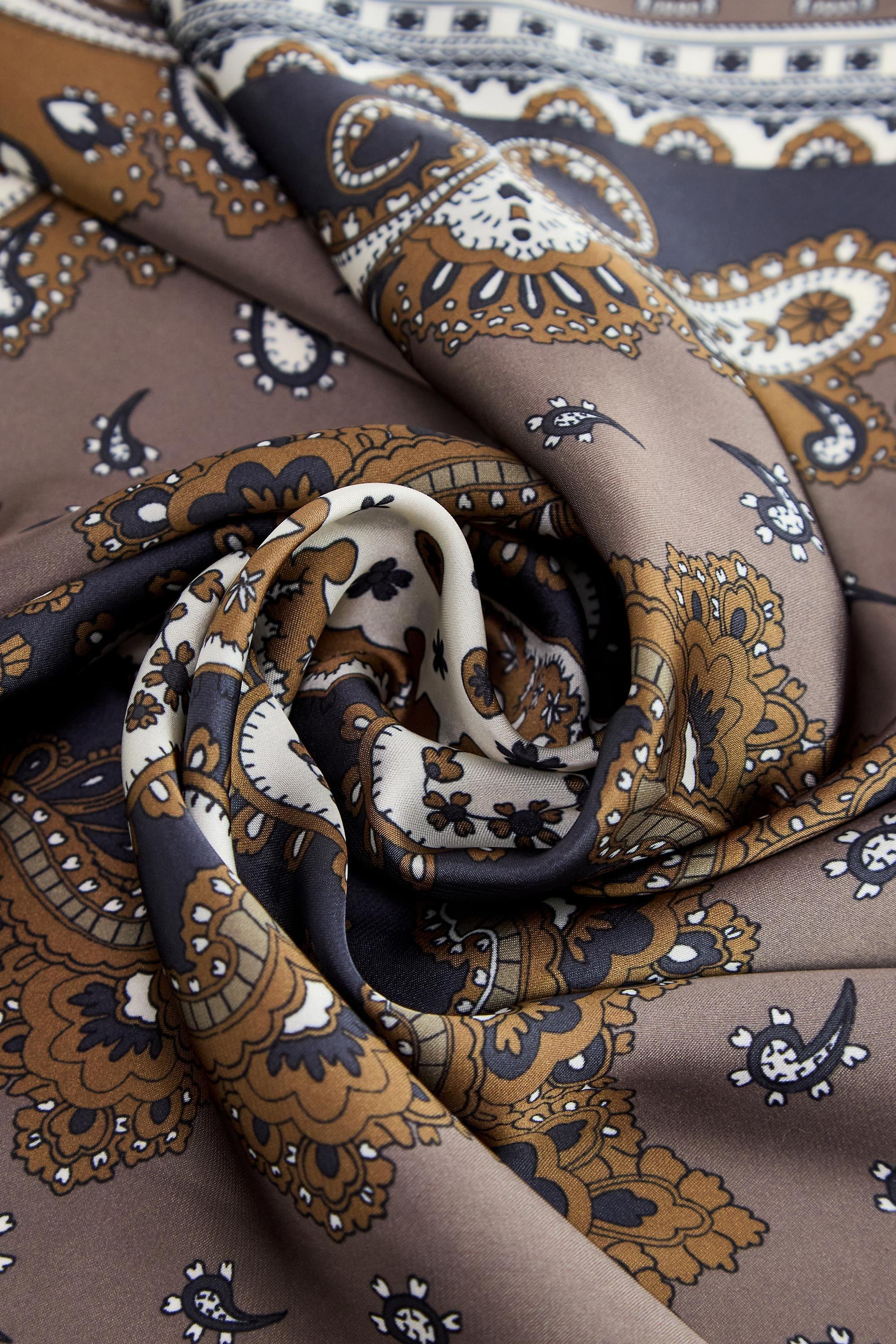 Brown Uo Silky Ornate Print Scarf, CHOC, large image number 4
