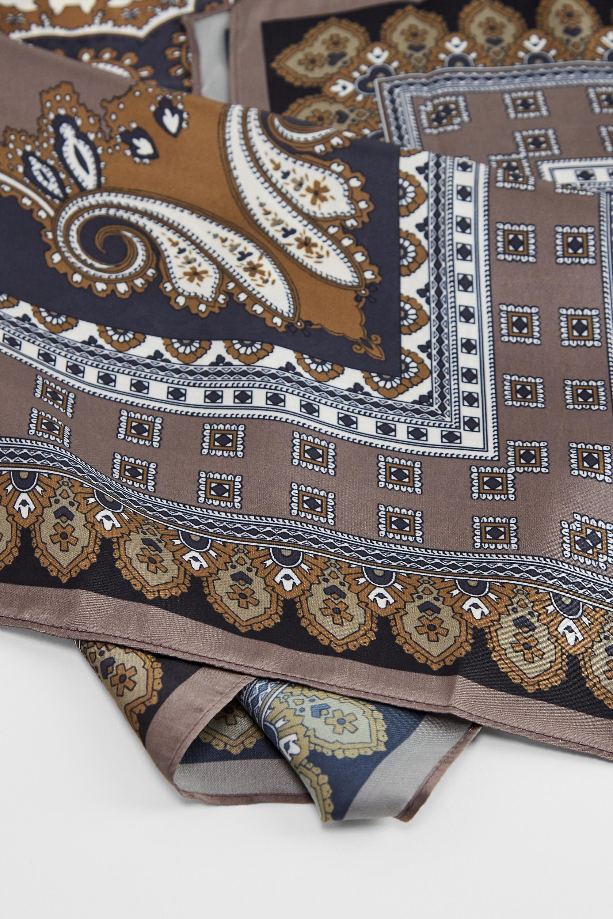 Brown Uo Silky Ornate Print Scarf, CHOC, large image number 5