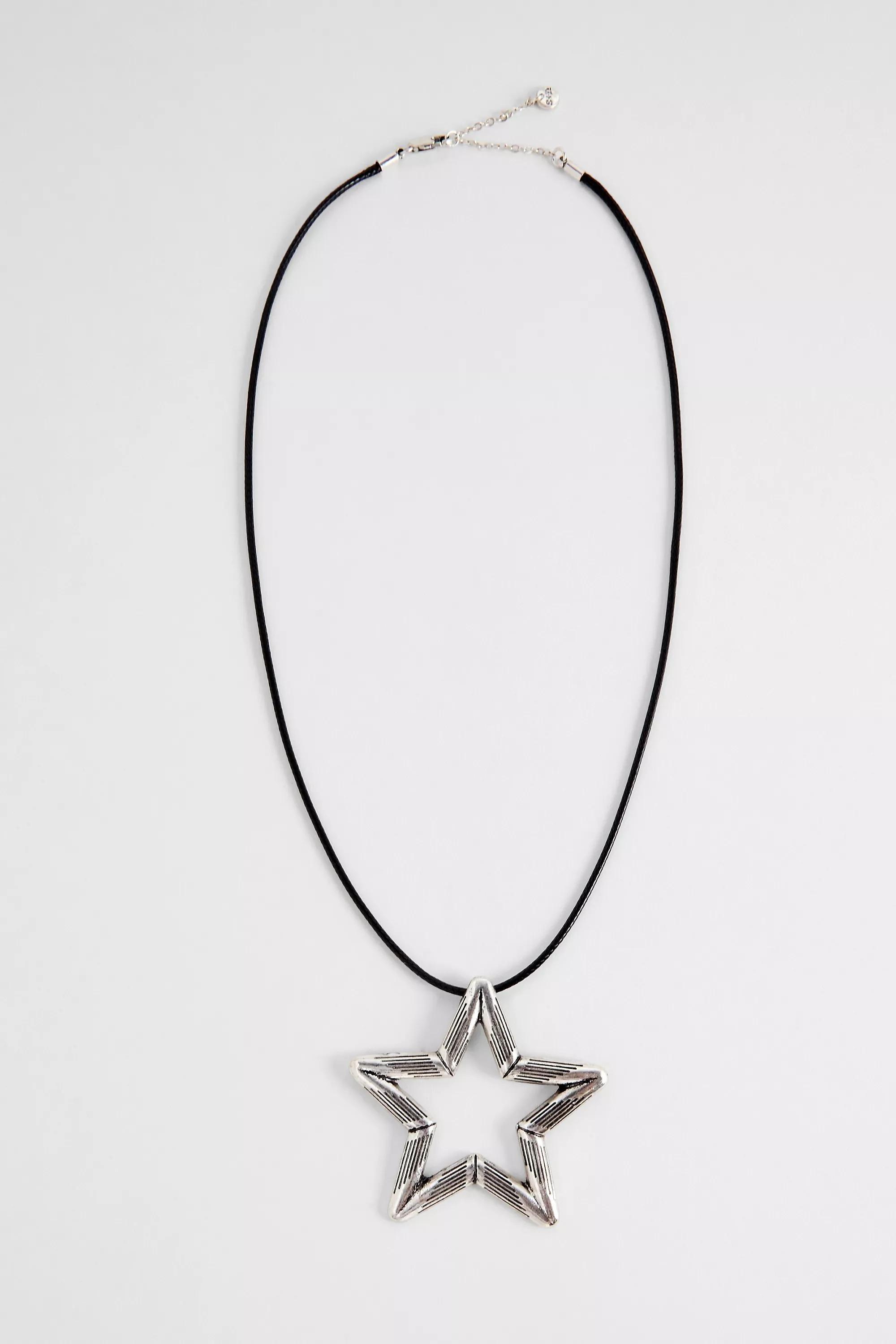 SILVER Silence + Noise Bamboo Star Cord Necklace, SLVR, large image number 0